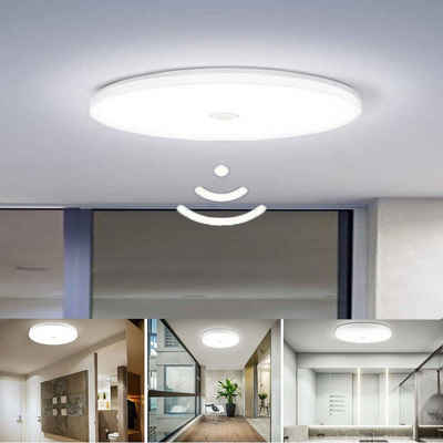 LETGOSPT Deckenleuchte 12/18W LED Deckenlampe mit Bewegungsmelder, LED fest integriert, ‎Kaltweiß, 6000K Badezimmer Lampe, IP54 Wasserfeste