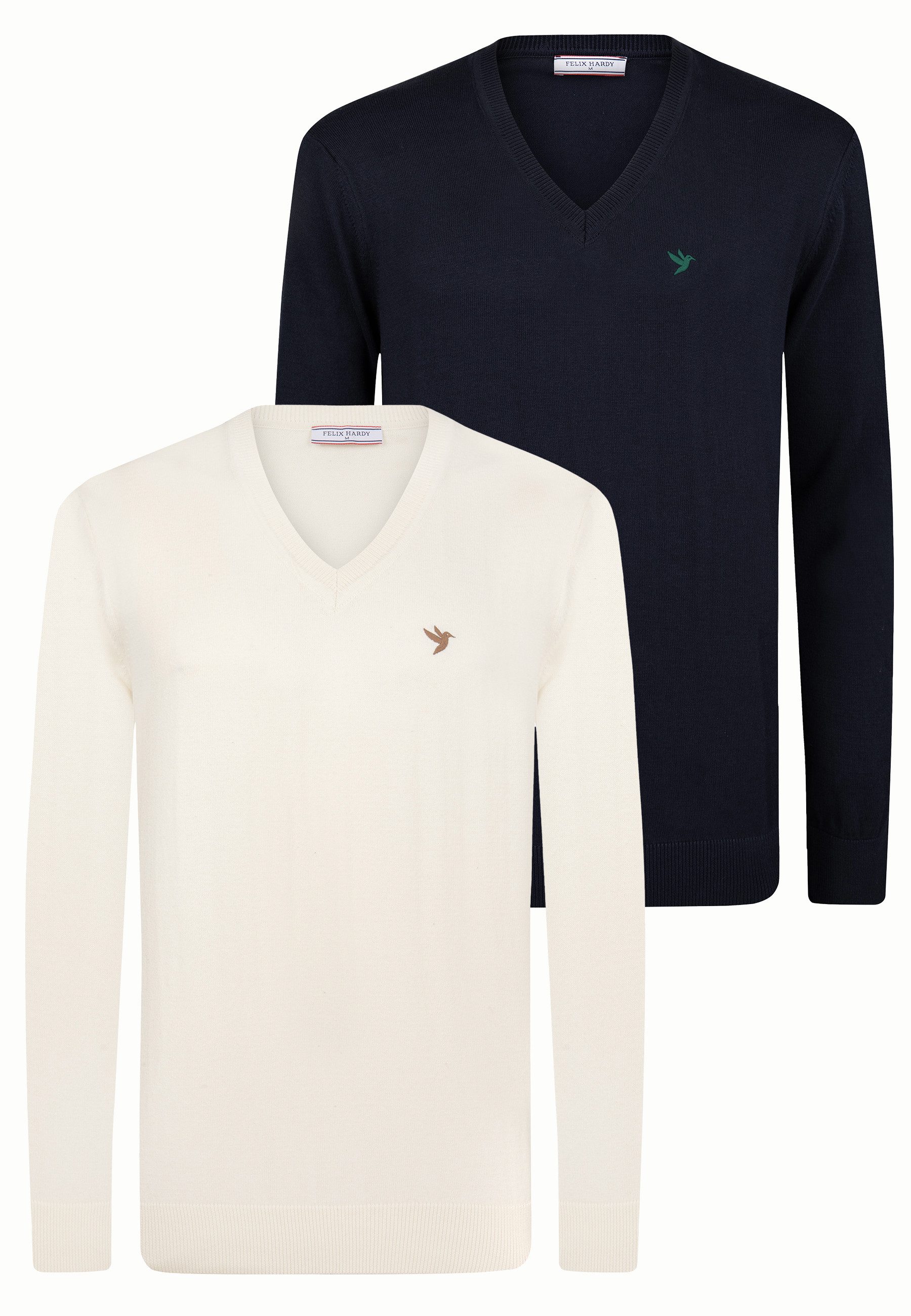 Felix Hardy V-Ausschnitt-Pullover Pullover mit V-Ausschnitt 2er-Pack (Set)