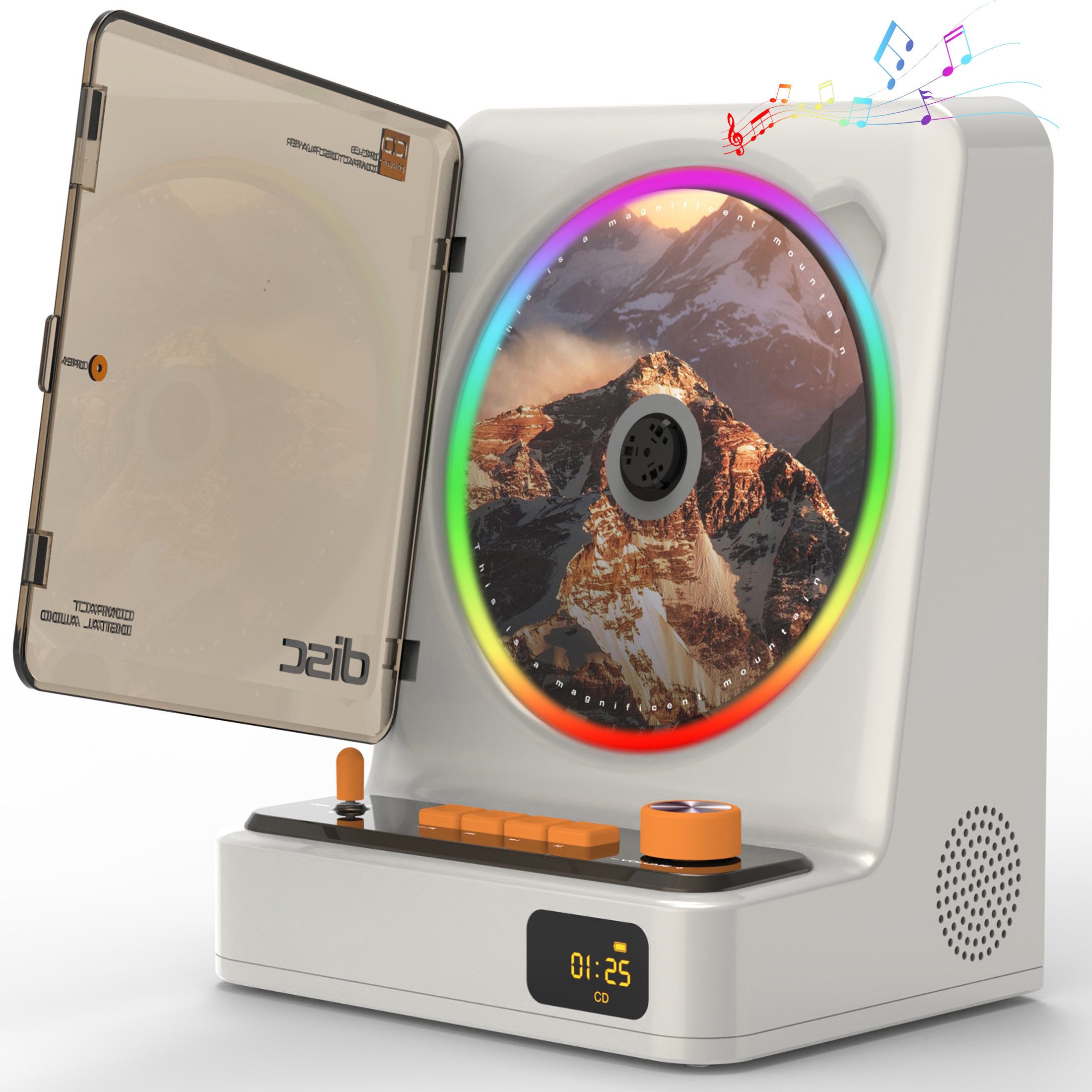 Luckice Wiederaufladbarer CD-Player mit Bluetooth HiFi-Lautsprechern tragbarer CD-Player (Fernbedienung, USB/3,5 mm Anschluss, für Zuhause, Büro & Auto)