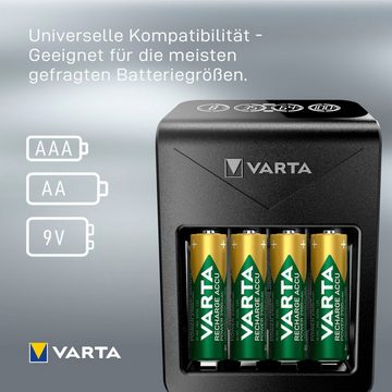 VARTA VARTA LCD Plug Charger+ 4x AA Accus Batterie-Ladegerät (2400 mA, Set, 5-tlg)