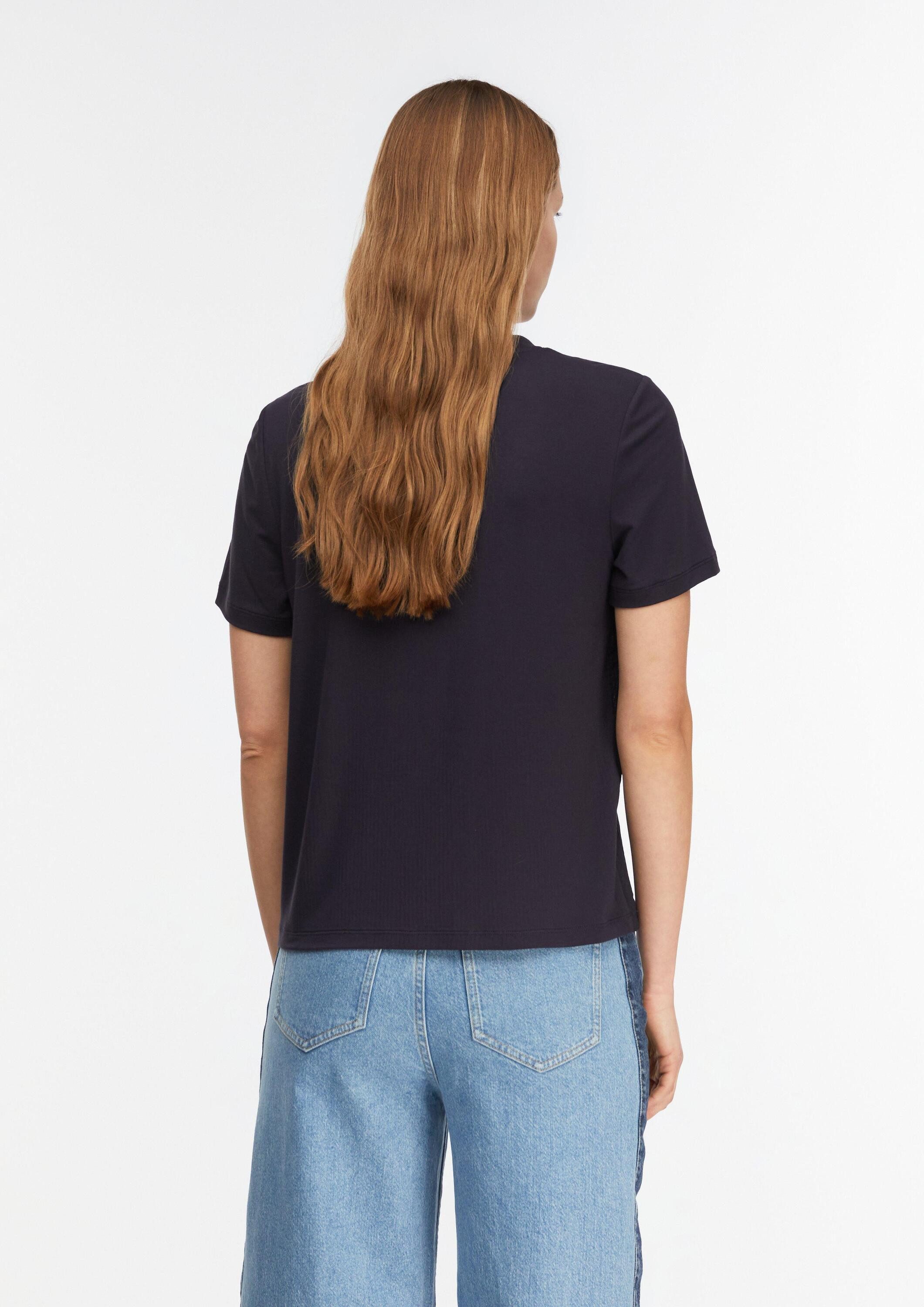 comma Kurzarmshirt T-Shirt T-Shirt im Materialmix mit Pailletten