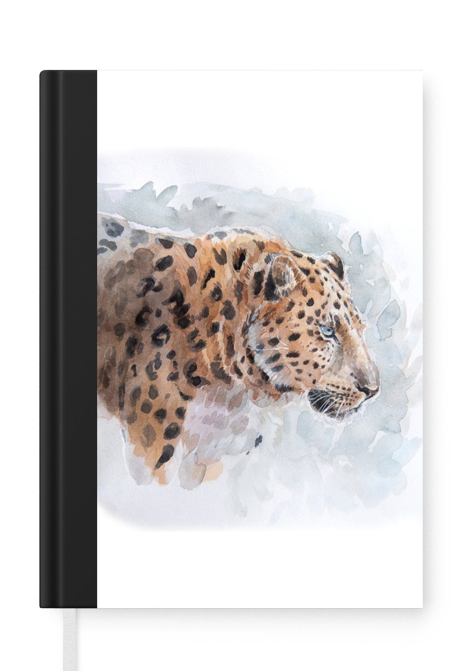 MuchoWow Notizbuch Leopard - Aquarell - Tiere, Journal, Merkzettel, Tagebuch, Notizheft, A5, 98 Seiten, Haushaltsbuch | Notizbücher