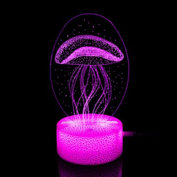 HOUROC Nachtlicht LED Nachttischlampe, LED Nachtlicht 3D-Illusion, variabel 16 Farben, Dimmbar Atmosphäre Tischlampe, 16-Farben einstellbar, Mit Fernbedienung, durch Berührung einstellbar