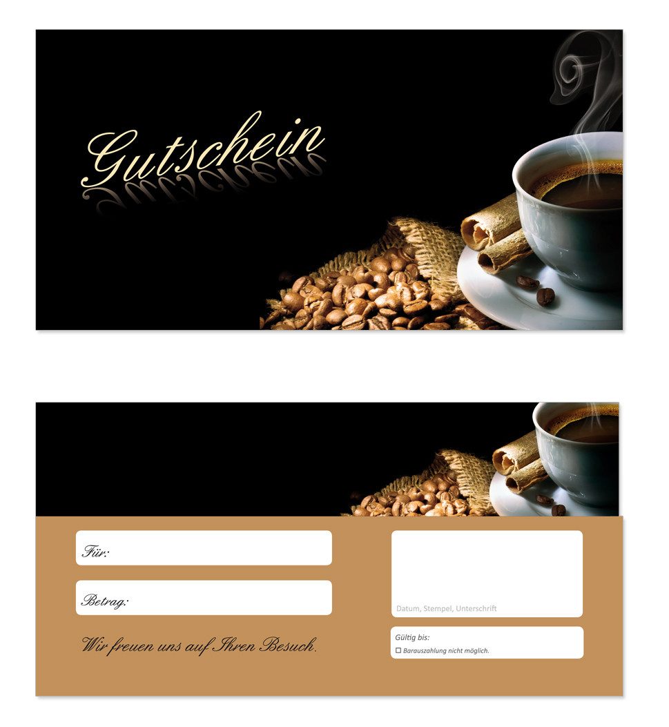 Geschenkkarte Geschenkgutscheine Kaffee Café Gutscheine Gutscheinkarten