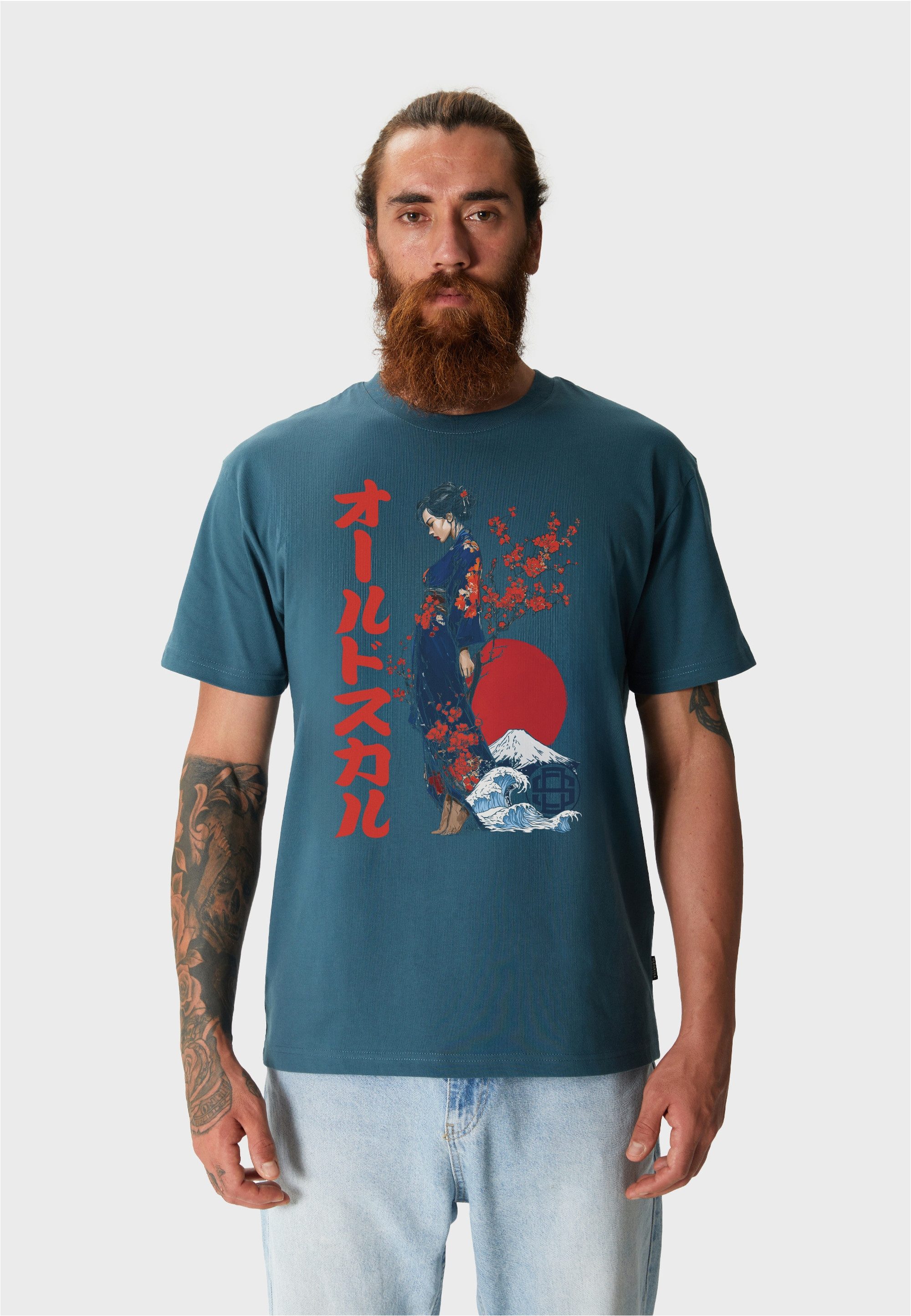 Oldskull T-Shirt Asian Fuji Wave Graphic mit coolem asiatischen Print