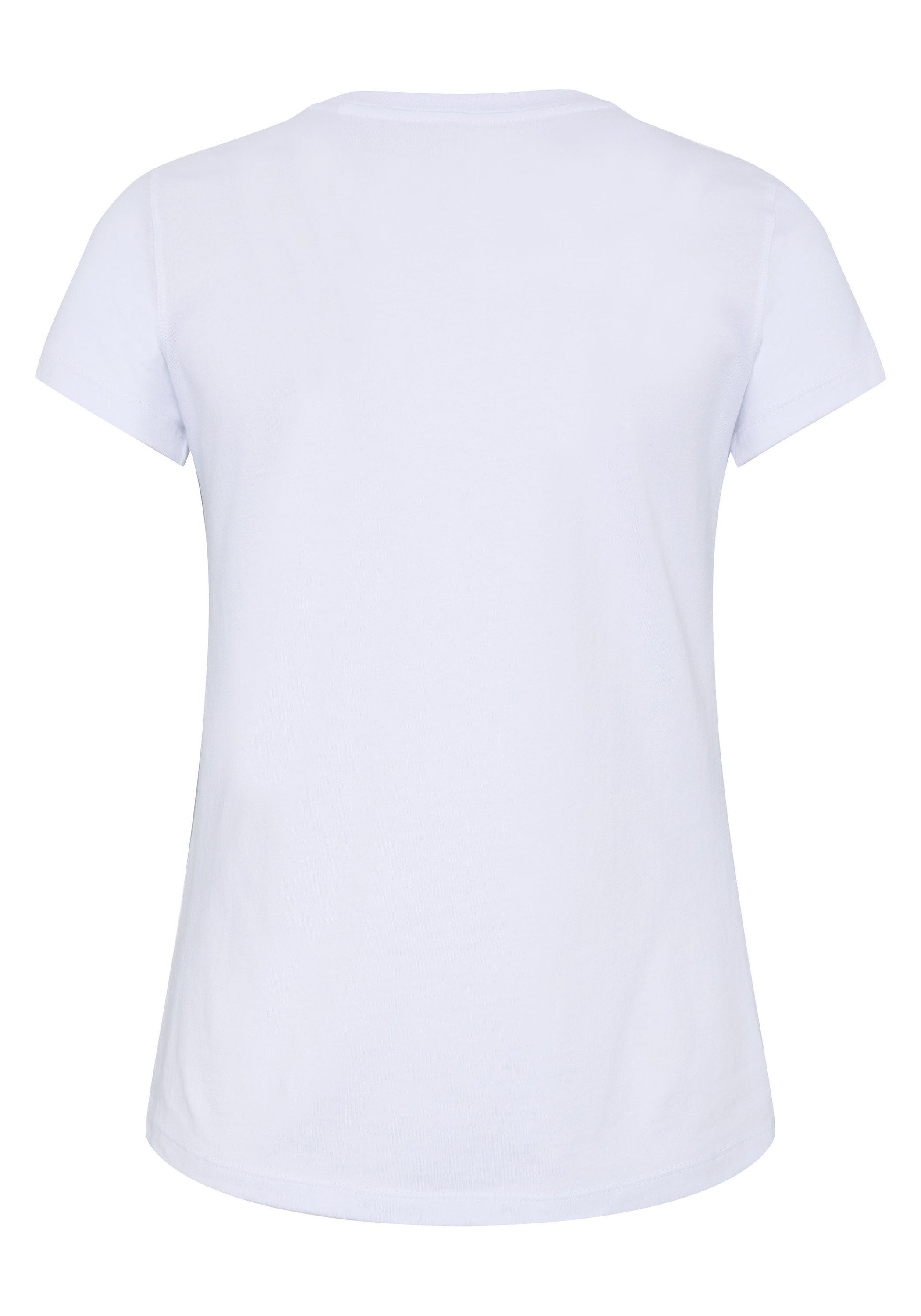 Jeans White Label-Akzent Print-Shirt Oklahoma floralem mit Bright 11-0601