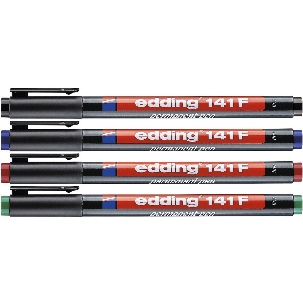 edding Folienstift Permanent 141 F, (4-tlg), mit permanenter Tinte