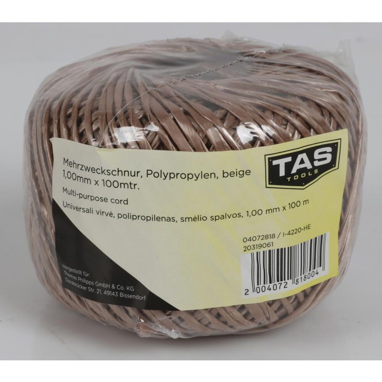 Toko 12x TAS Mehrzweckschnur 1Rll.x100m Polypropyl.beige 100m Rollen Seil