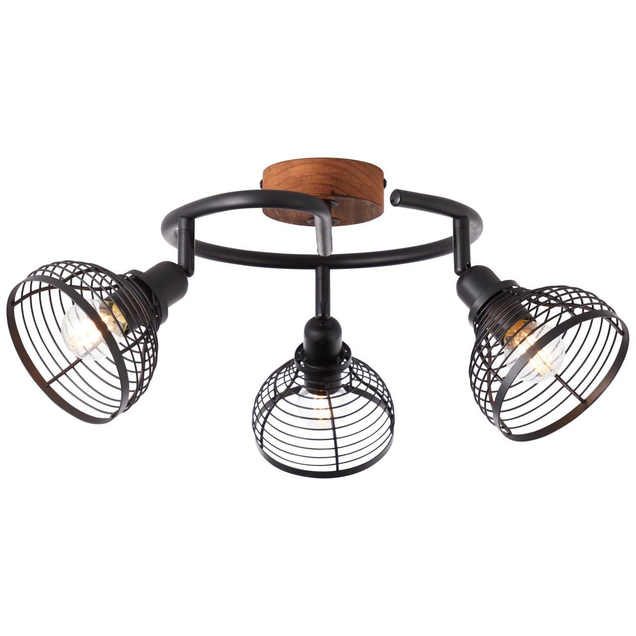 Brilliant Deckenleuchte Avia, Lampe, Spotspirale 3x D45 Avia 3flg Metall/Holz, schwarz/holzfarbend