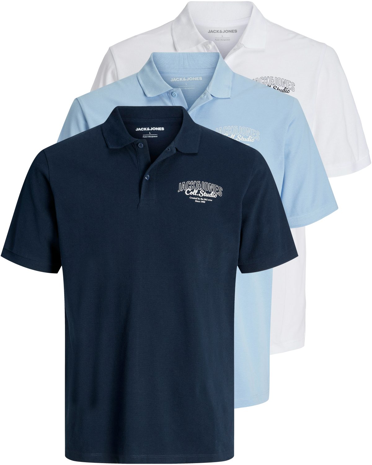 Jack & Jones Poloshirt (Spar-Set, 3er-Pack) mit besticktem Logo