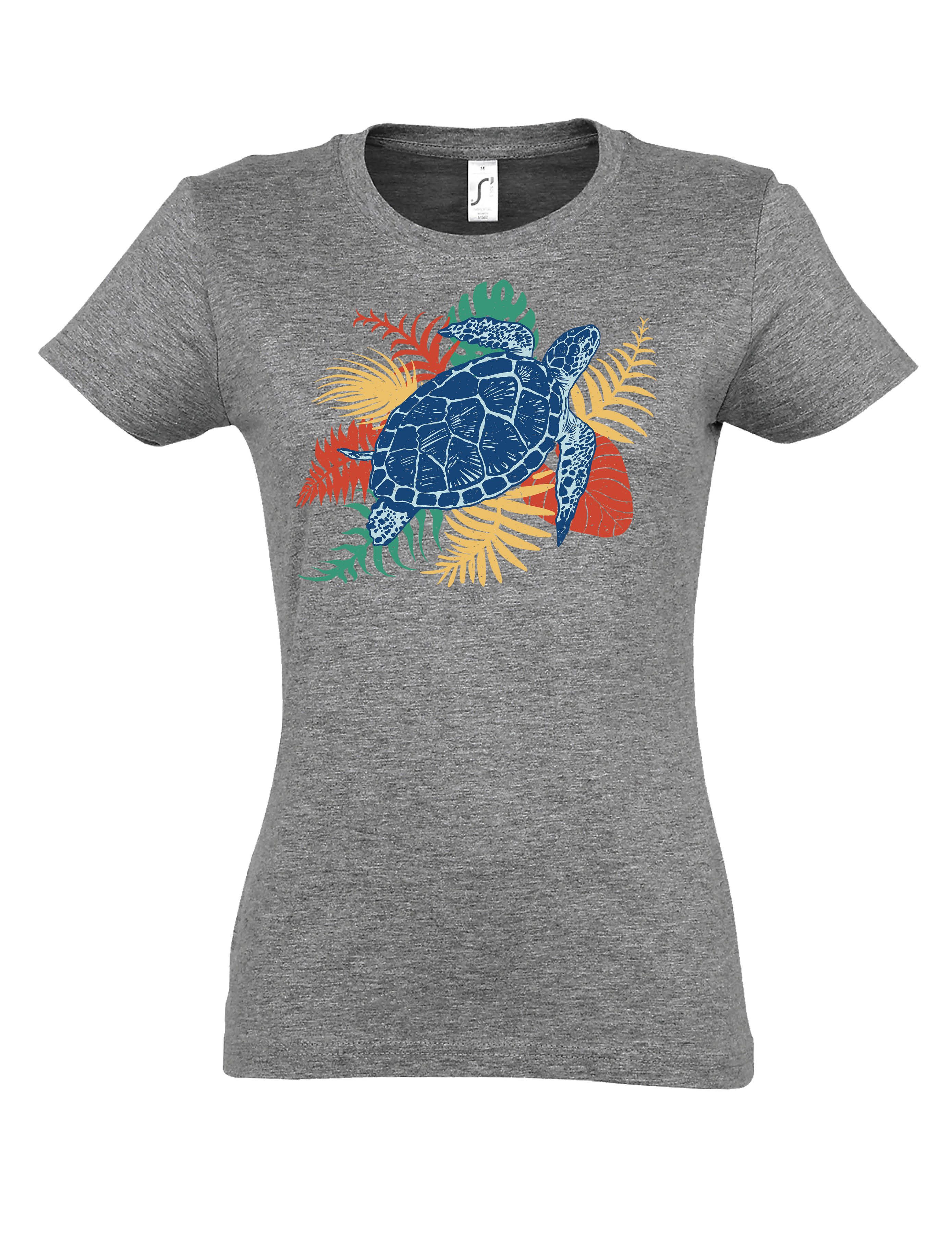 Print-Shirt "Buntes Schildkröten Design" Damen T-Shirt Print Geschenk Statement