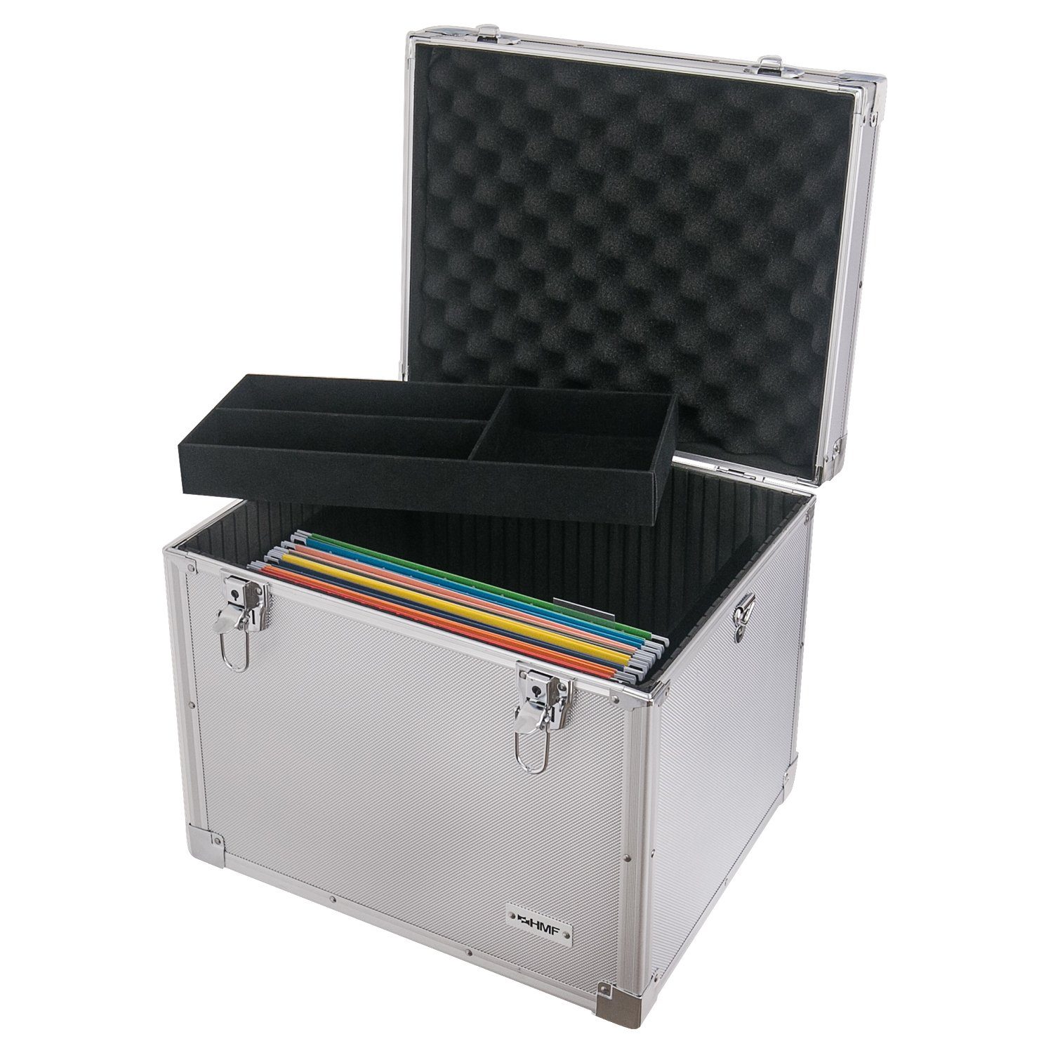HMF Hängeregistraturbox 14812-02 Hängeregister Box, Alukoffer für DIN A4 Hängemappen, 41 x 33 x 36 cm