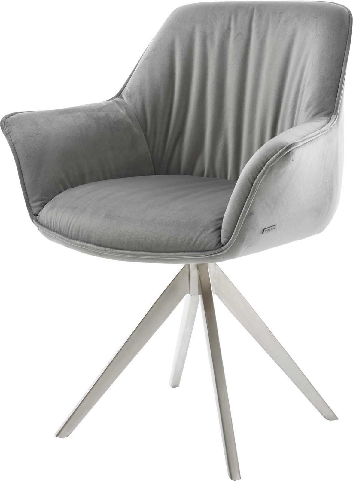 DELIFE Polsterstuhl Keila-Flex, mit Armlehnen Kreuzgestell kantig Edelstahl günstig online kaufen