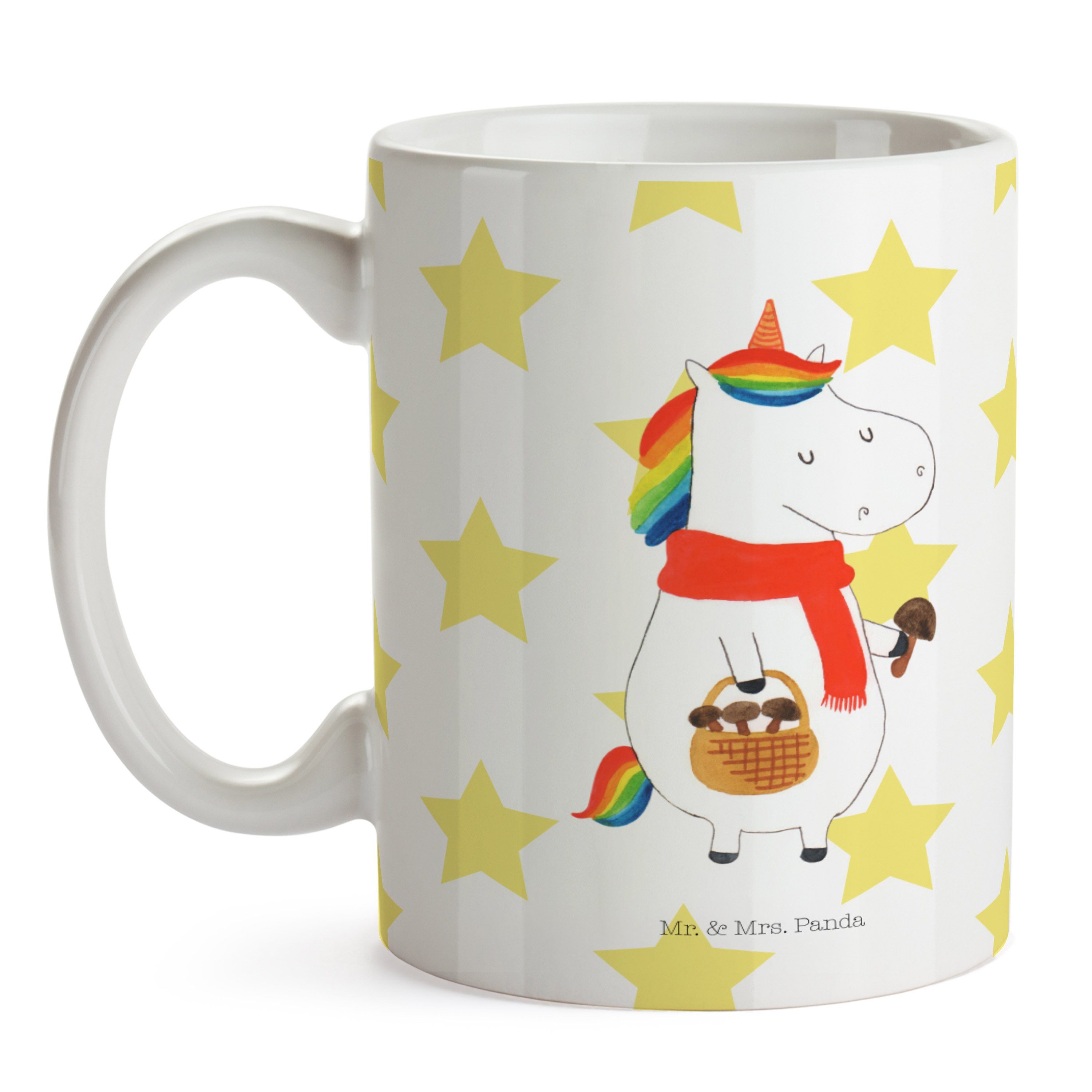Mr. Einhorn Geschenk, Tasse, Keramik Mrs. - Weiß Panda Pilz Tasse - Einhörn, Teetasse, & Kaffeetasse,