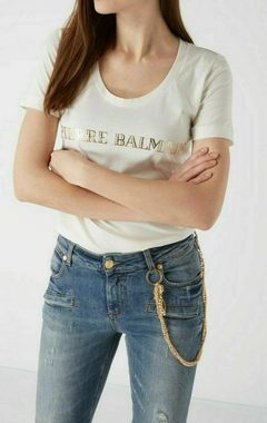Balmain T-Shirt PIERRE BALMAIN ICONIC OFF-WHITE LOGOSHIRT LOGO BRAND SHIRT T-SHIRT TOP