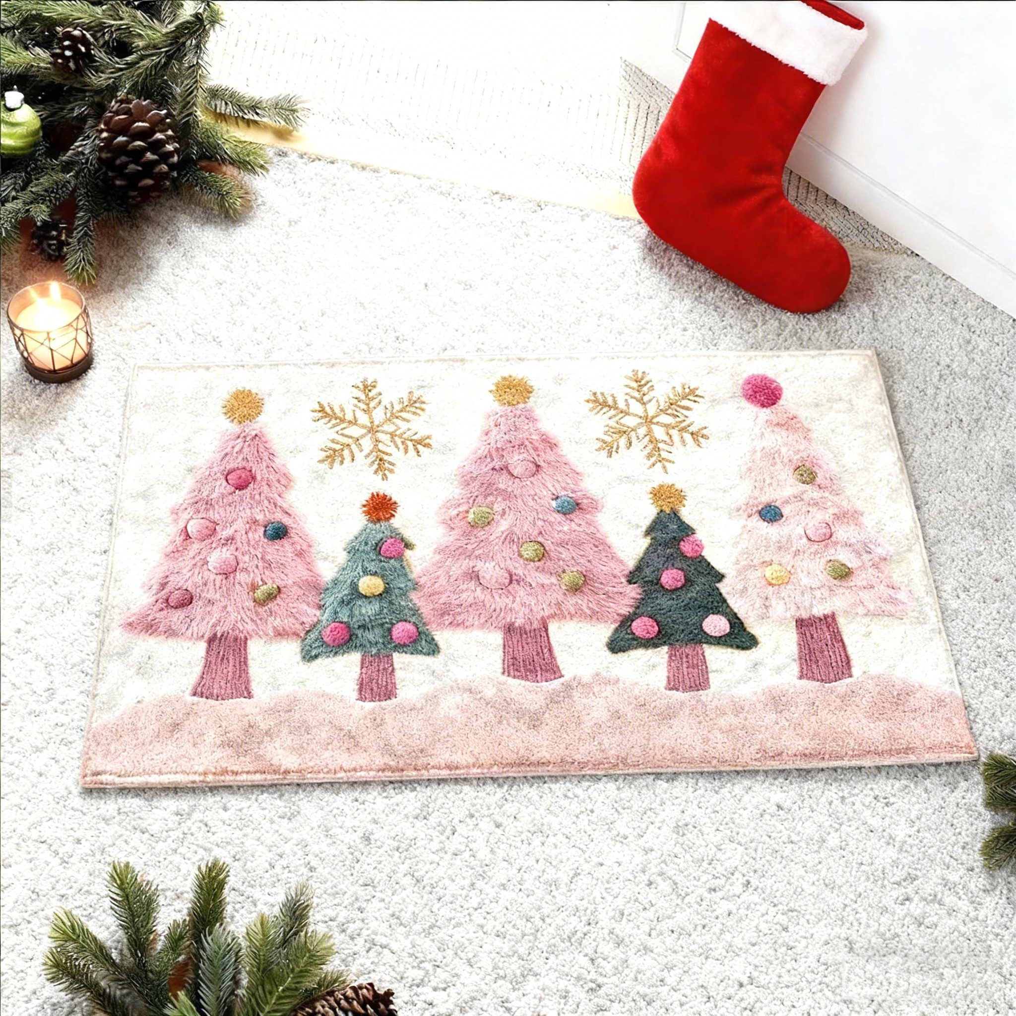 CLTYQ Fußmatte Wohnzimmer Weihnachtsteppich Weihnachtsbaummuster Weihnachte günstig online kaufen