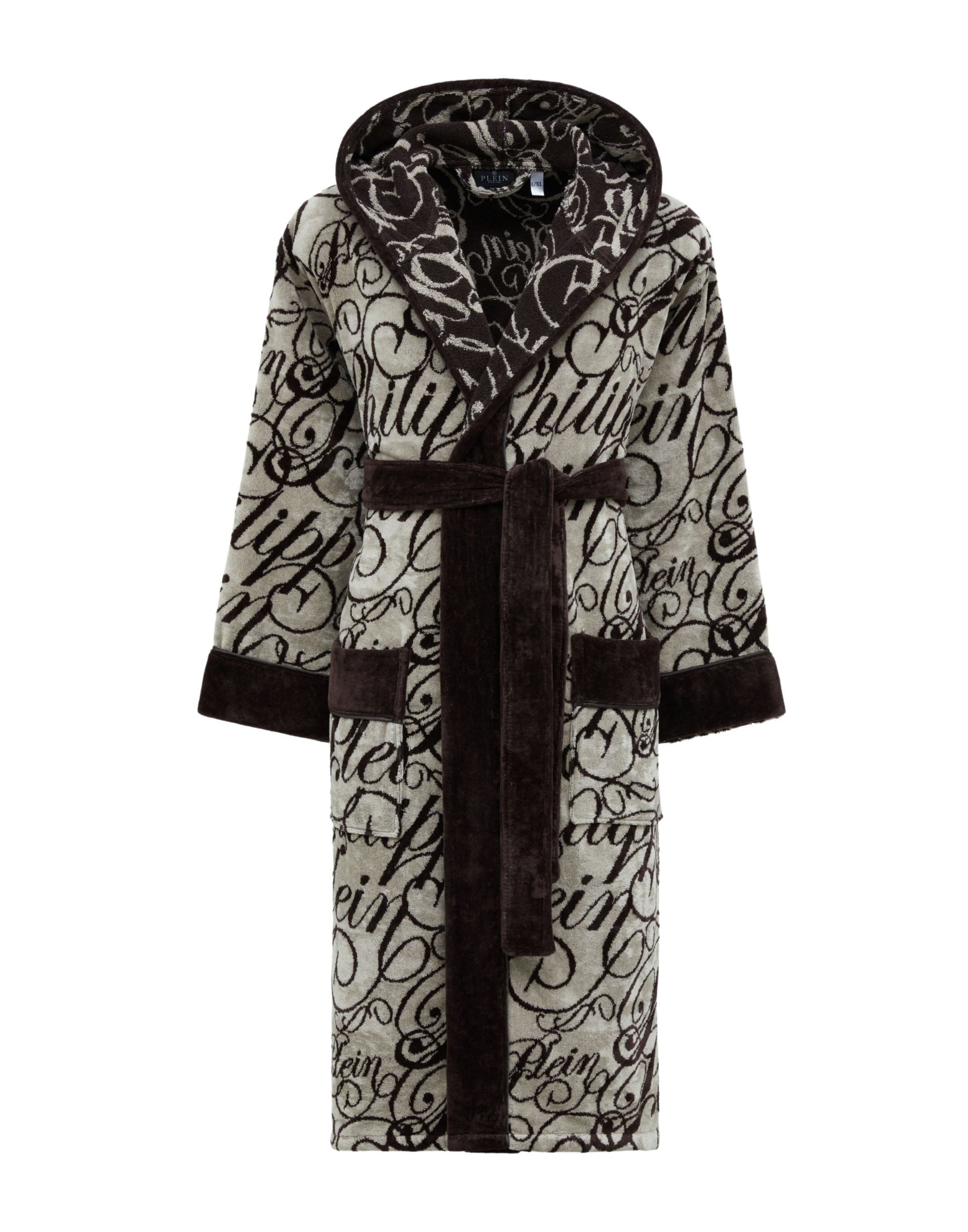 PHILIPP PLEIN Bademantel Hooded Bathrobe Signature