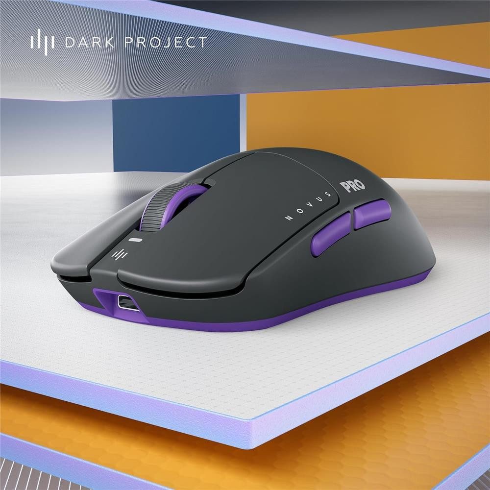 Dark Project Novus Pro Gaming-Maus (kabelgebunden, Funk, kabellos, ultra leicht 48g, 26K DPI, 8K Hz, lange Akkulaufzeit 70h)
