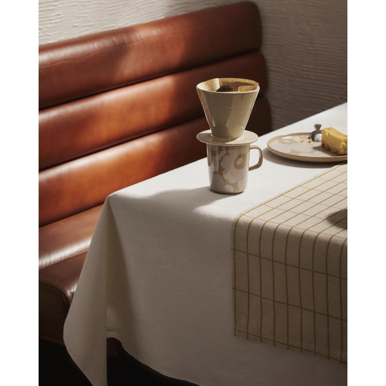 Marimekko Unikko Geschirr-Set (4-teilig) Teller-Set und Oiva Kaffeetassen- White-Beige-Silver