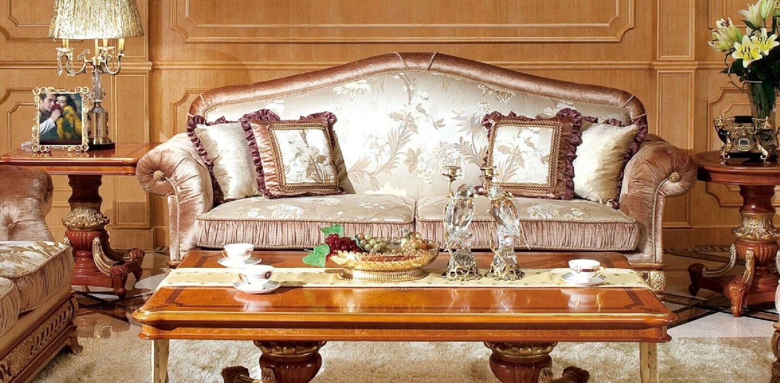 Klassische Couch Antik Sofagarnitur JVmoebel Barock 3+2 Stil Sofa, Rokoko Sofa