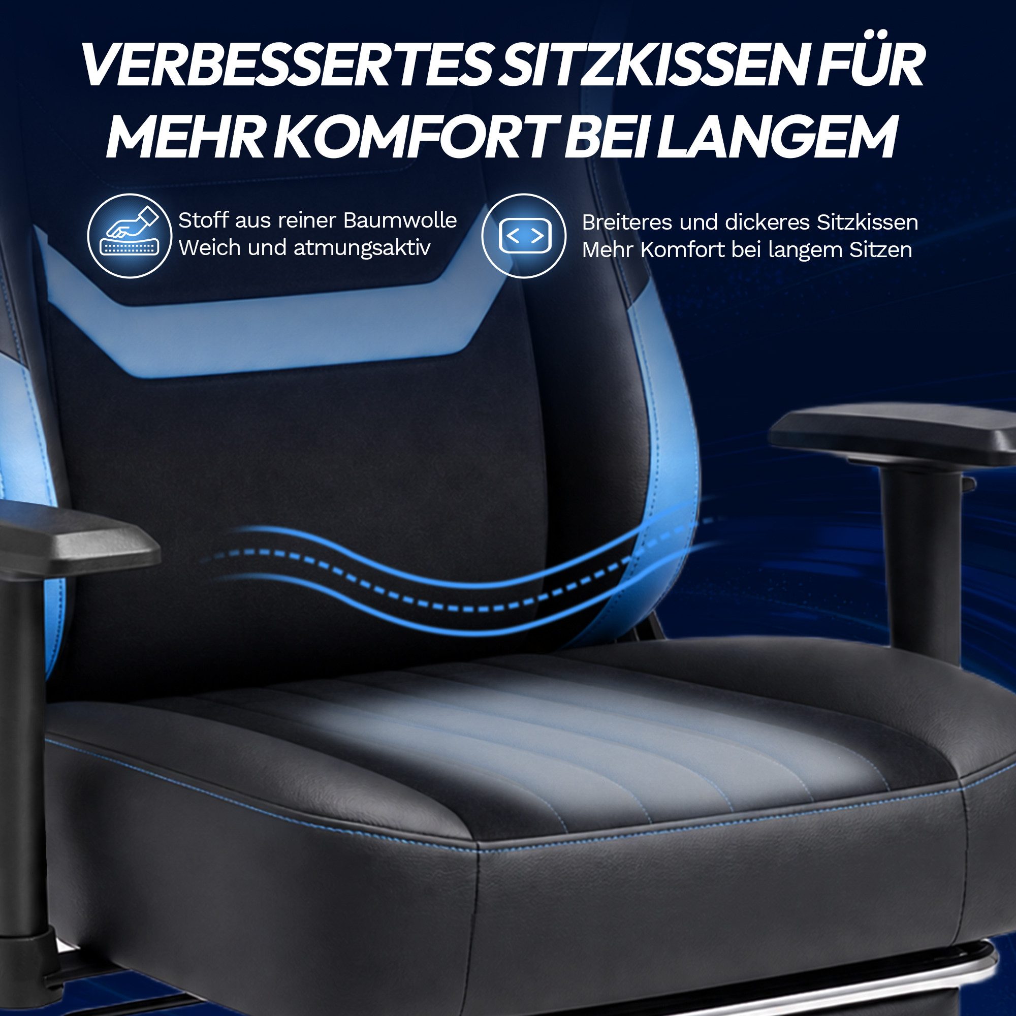 HOMALL Gaming-Stuhl 90-165° Neigung,breite Sitzfläche,kratzfester Samt,gaming stuhl 200kg