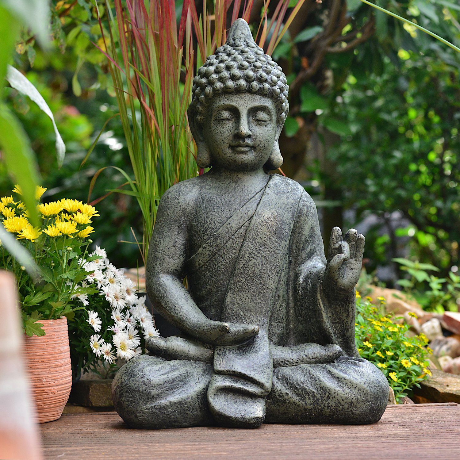 INtrenDU Gartenfigur Betender Garten Buddha 52cm, günstig online kaufen