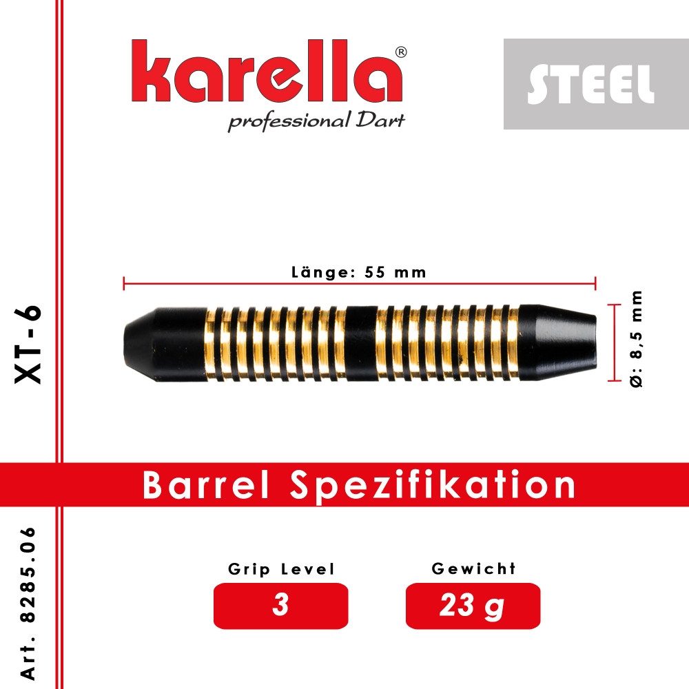 Karella Dartpfeil Steeldart Karella XT-6 23g - Elegante Darts für Profis.