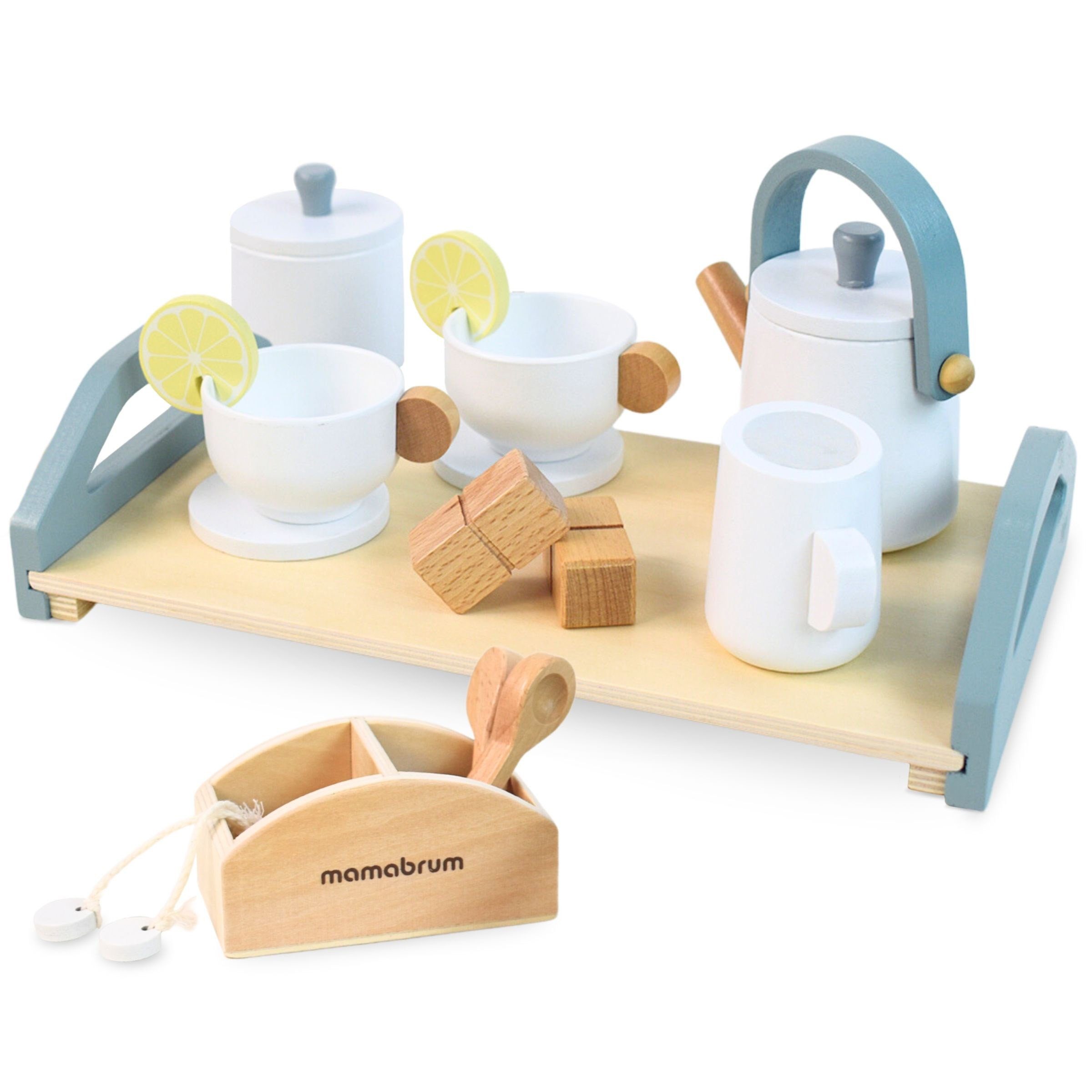 Kinder-Küchenset Teeservice aus Holz – Spielset für Kinder, 17-teilig
