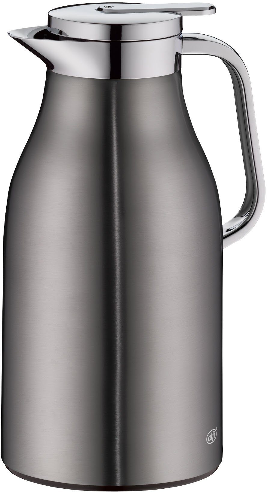 Alfi Isolierkanne SKYLINE, mit Hartglaseinsatz und ergonomischem Griff, 1,5 l, (1-St), 12h heiß & 24h kalt, Drehverschluss mit bequemem Druckknopf