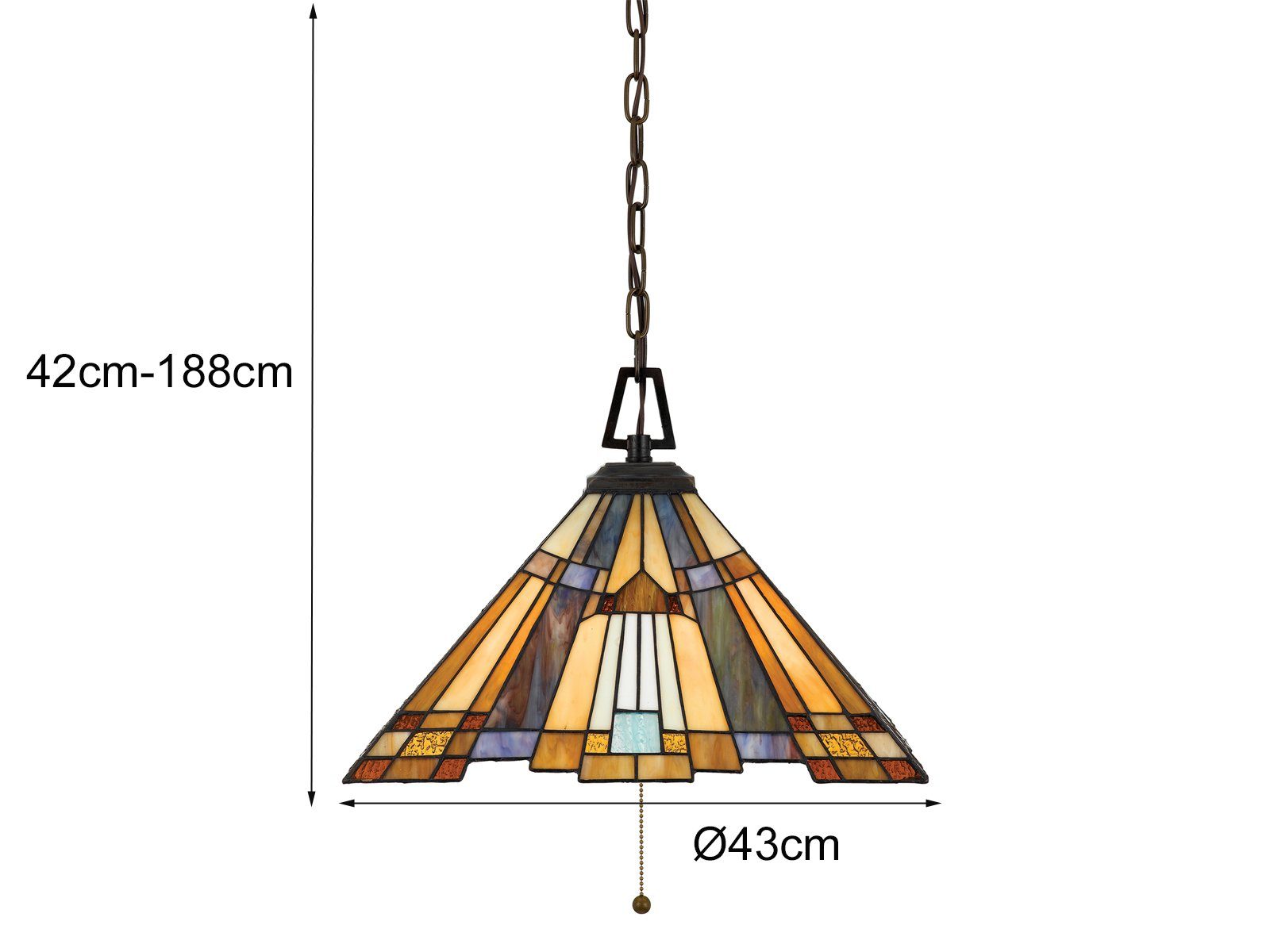 wechselbar, für LED LED warmweiß, Lampe Couchtisch, Tiffany Ø43cm über-n Pendelleuchte, Esstisch Landhaus-stil meineWunschleuchte &