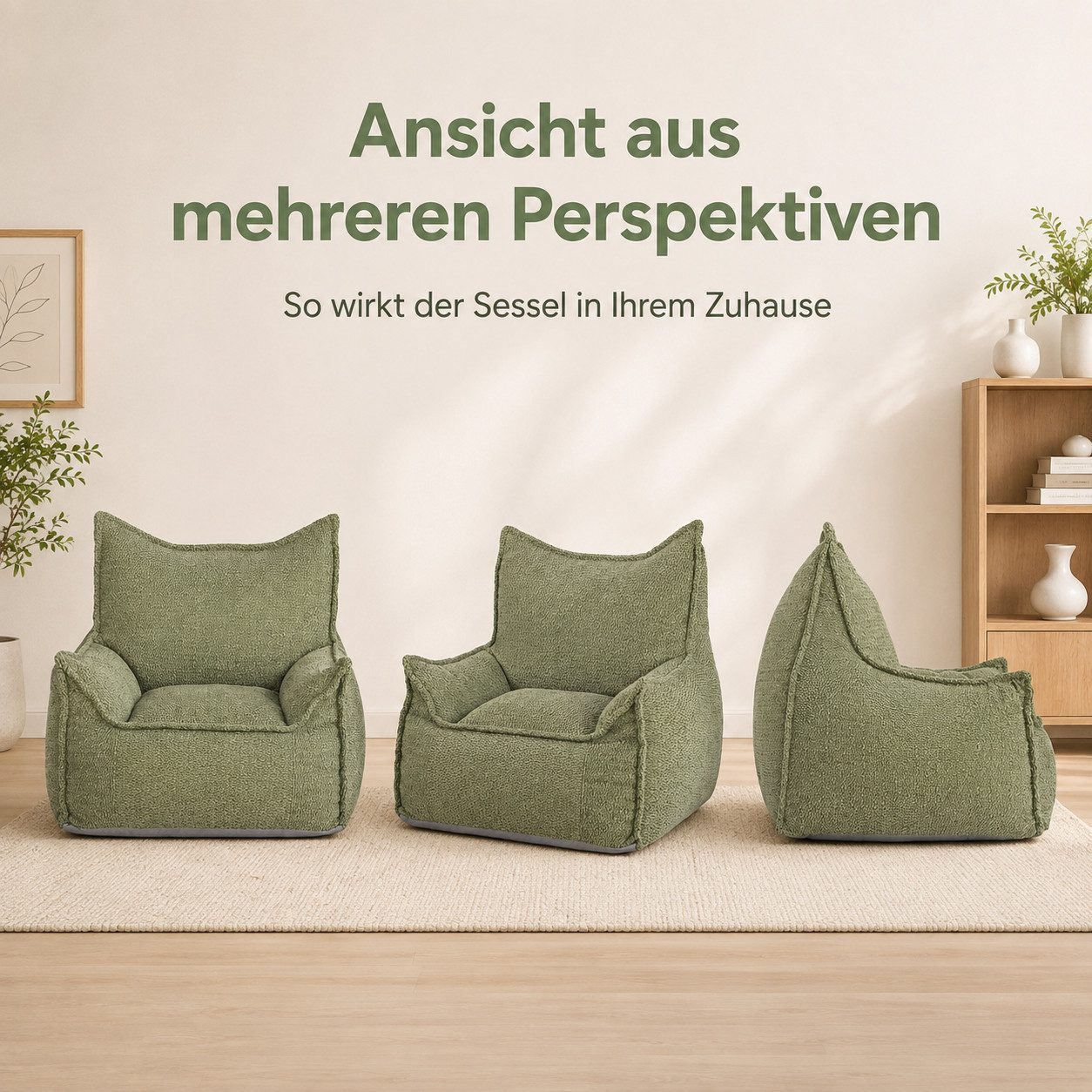 Youyijia Gartenlounge-Sessel Kinder Sitzsack Sessel für Erwachsene, Bodensessel mit Armlehnen – Bild 5 von 5