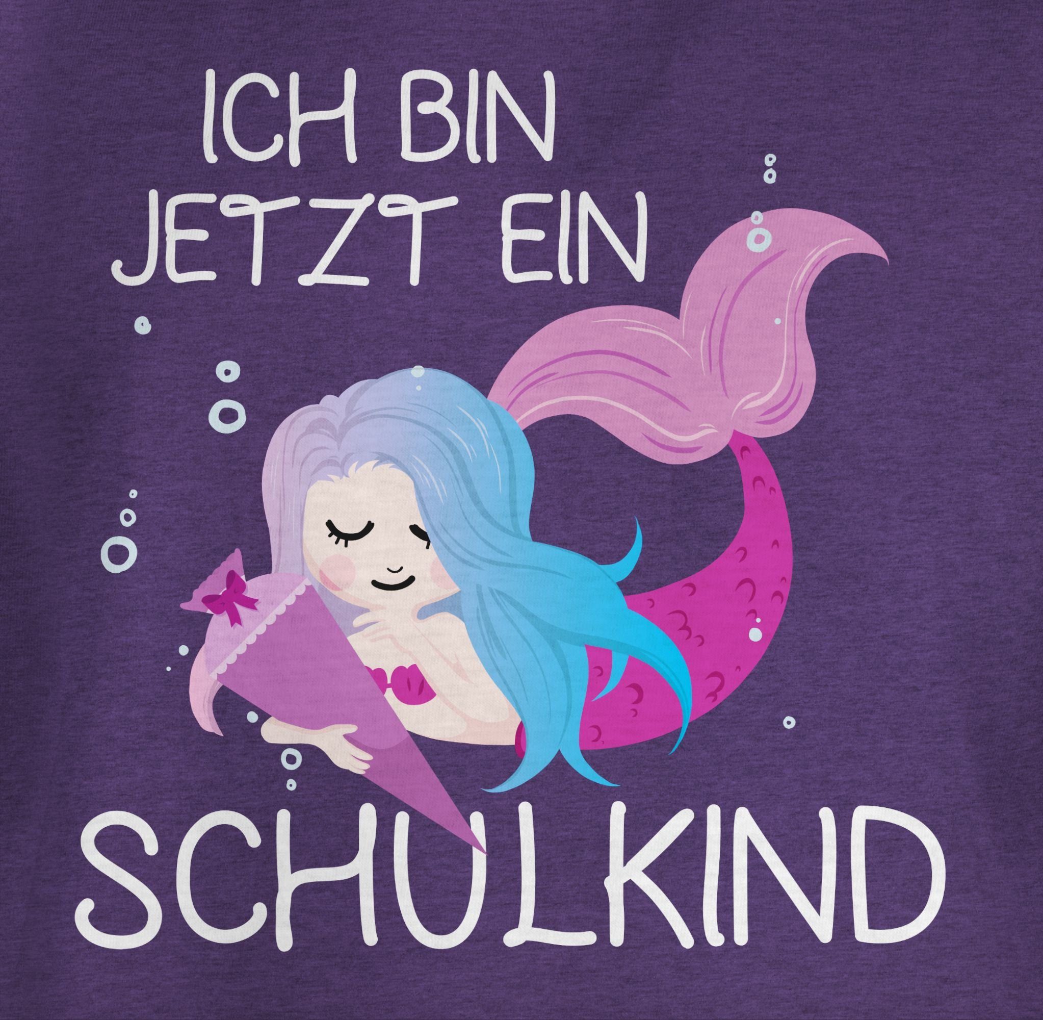 Shirtracer T-Shirt Ich bin ein Meliert Meerjungfrau Lila jetzt Einschulung 2 Mädchen Schulkind