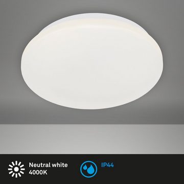 Briloner Leuchten LED Deckenleuchte 3404-116, LED fest verbaut, Neutralweiß, Badezimmer, IP44, weiß, 28,8 cm