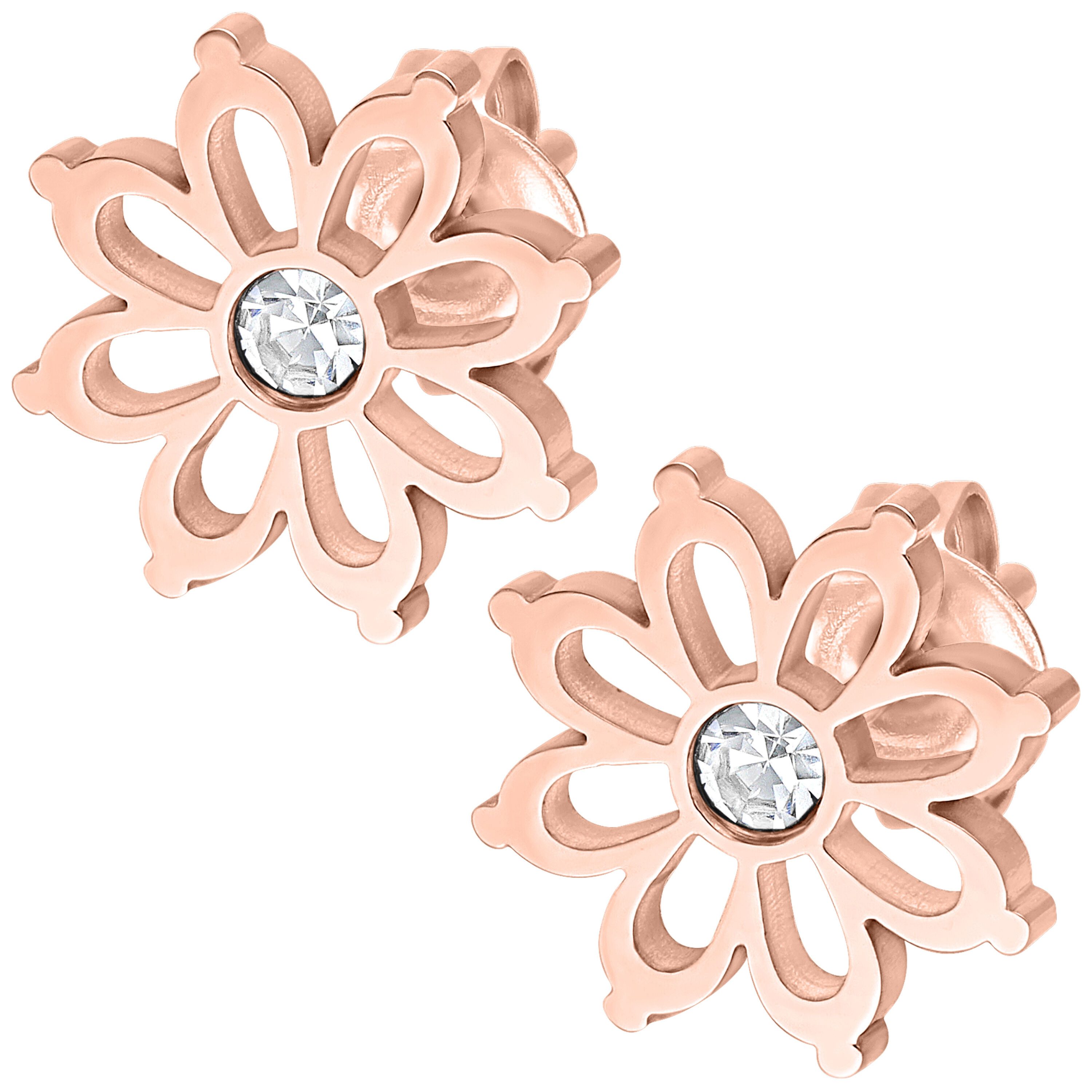 Wildcat Paar Ohrstecker Flower Earstuds Pair - Roségold, Chirurgenstahl 316L - wasserfest, langlebig, hautverträglich