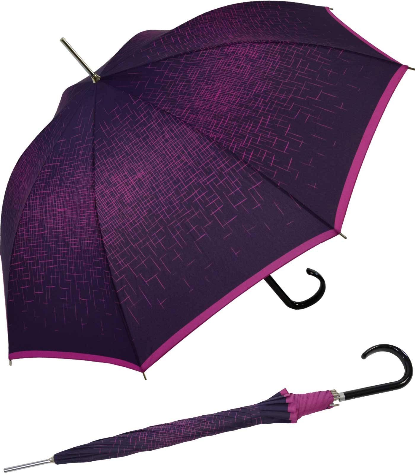 doppler® Langregenschirm extravagant bedruckter Damenschirm Auf-Automatik, der besondere Schirm für den großen Auftritt berry