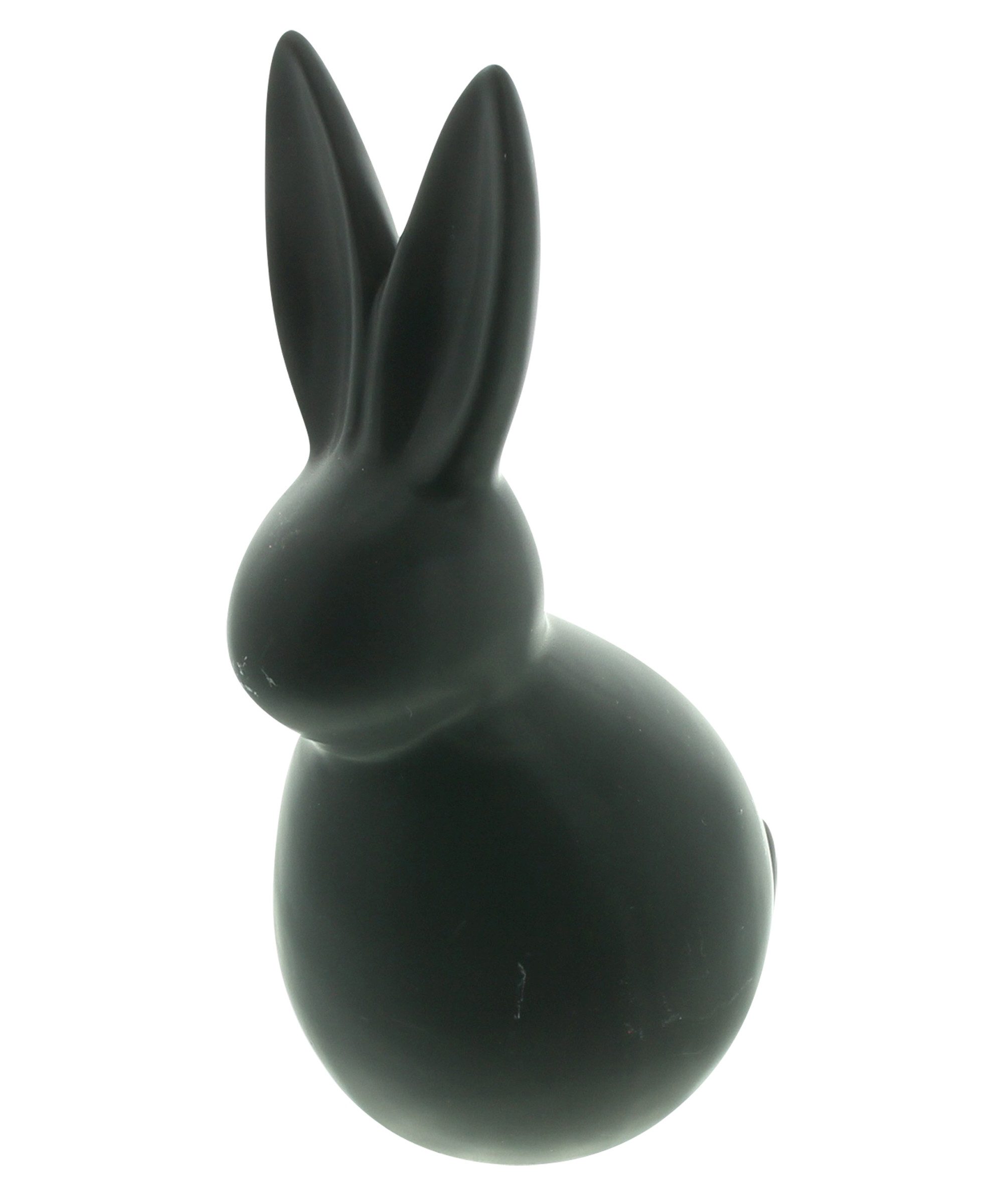 Osterhase "Black" Dekofigur aus Porzellan mattschwarz, Hase Osterdeko Hasenfigur