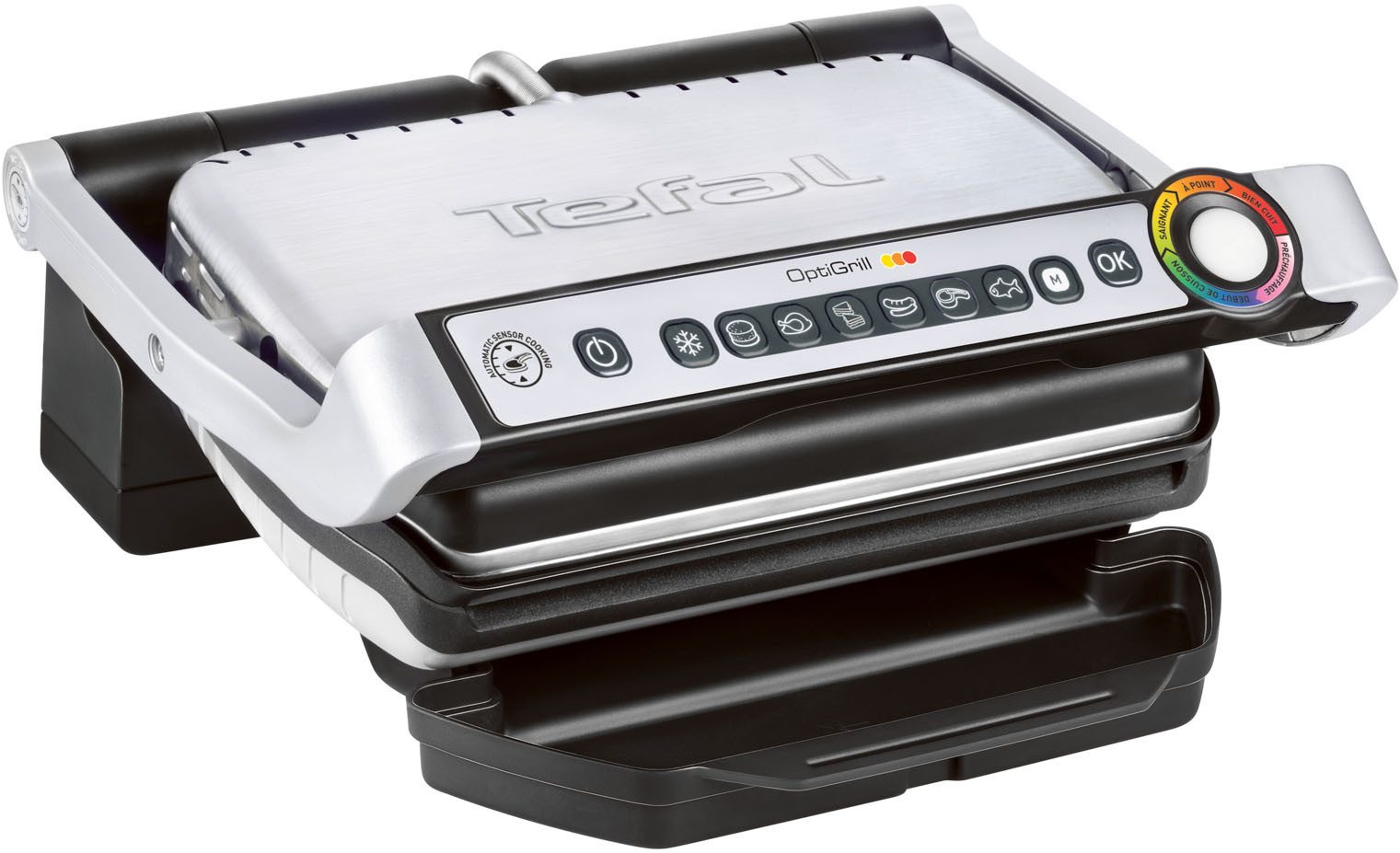 Tefal Kontaktgrill OptiGrill, 6 automatische Programme, ein manuelles Programm, 2000 W, spülmaschinengeeignete Platten und SaftauffangbehälterGC705D