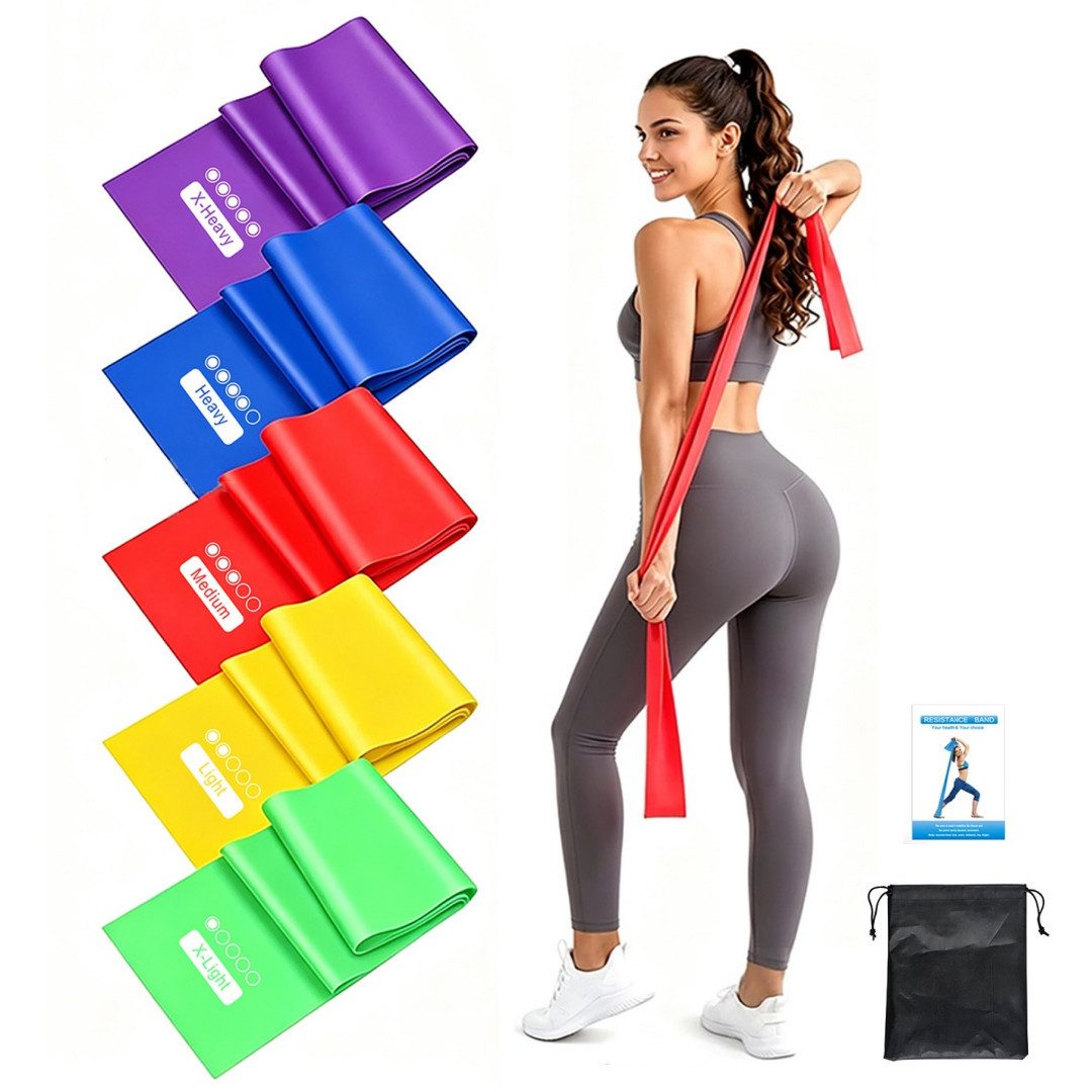 inschimmer Trainingsbänder Fitnessbänder 5er-set Gymnastikband Resistance Bands für Pilates Yoga