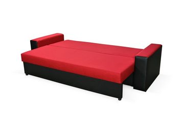 Fun Möbel Schlafsofa Sofa Designersofa LEEDS 3-Sitzer, inkl. 3 Rückenkissen, inkl. Schlaffunktion mit Bettkasten