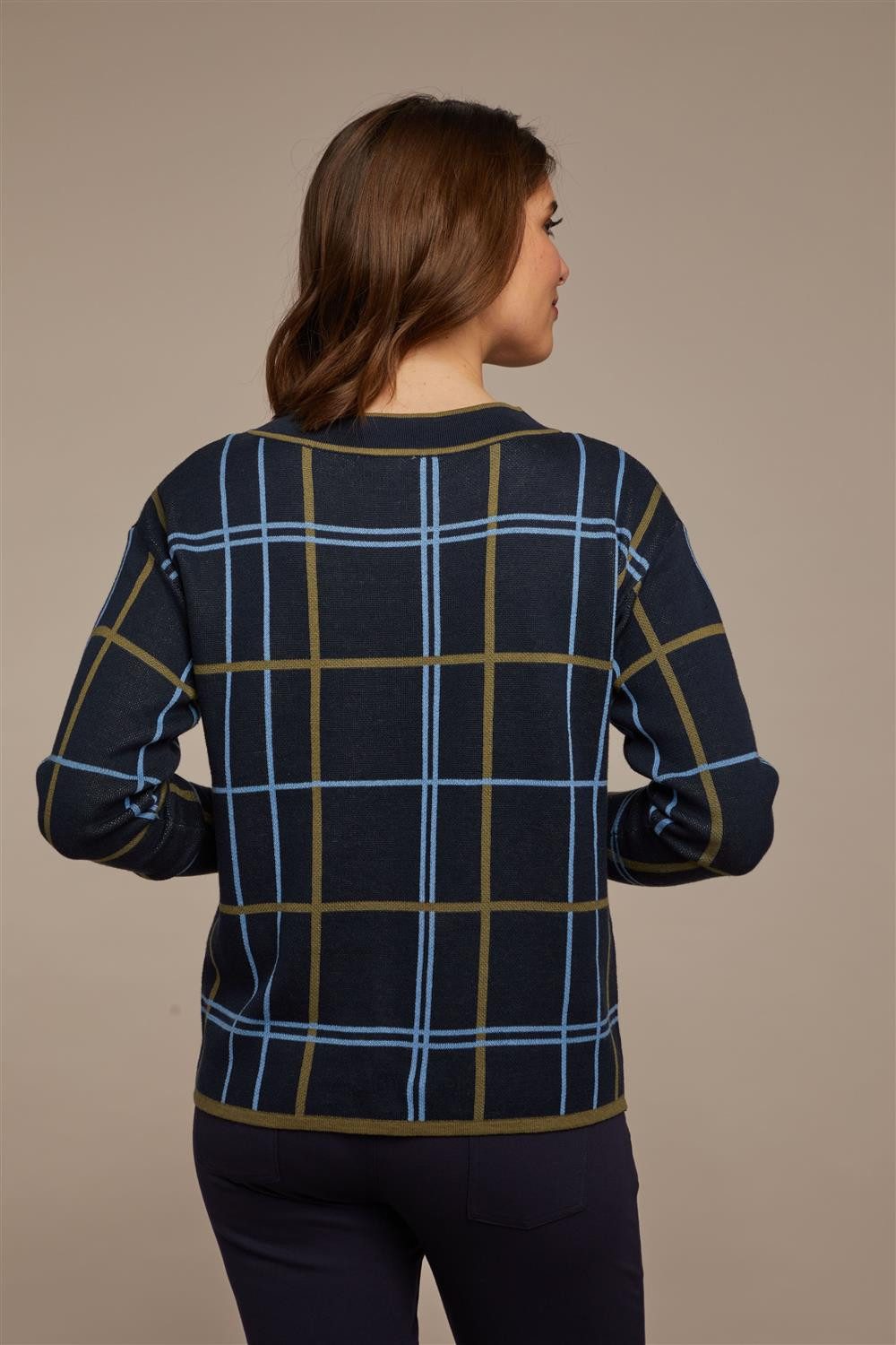 Hajo Rundhalspullover Damen Pullover mit Karomuster günstig online kaufen