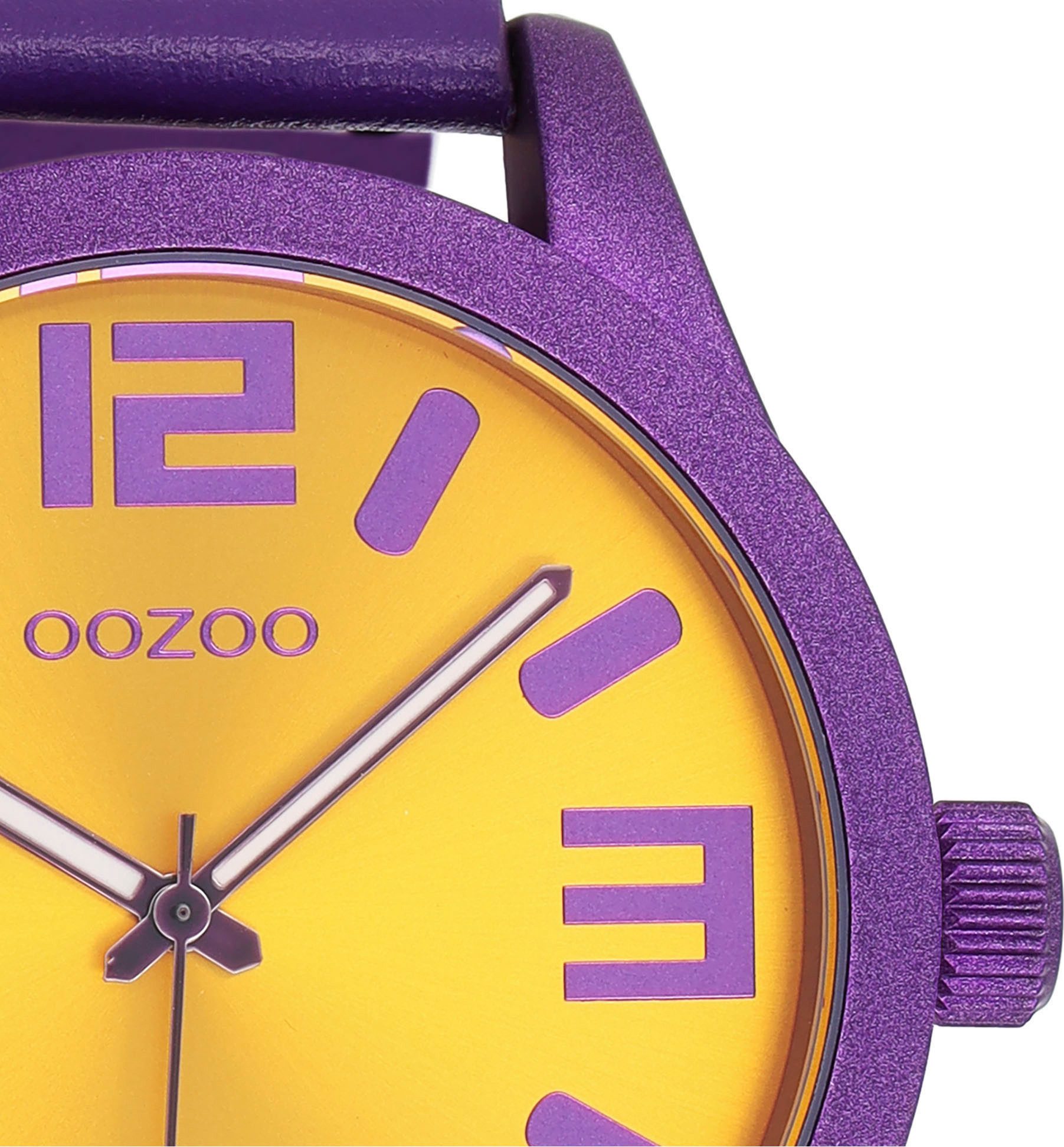 OOZOO Quarzuhr C1096, Armbanduhr, Damenuhr, Herrenuhr, Lederarmband, Ø 46mm