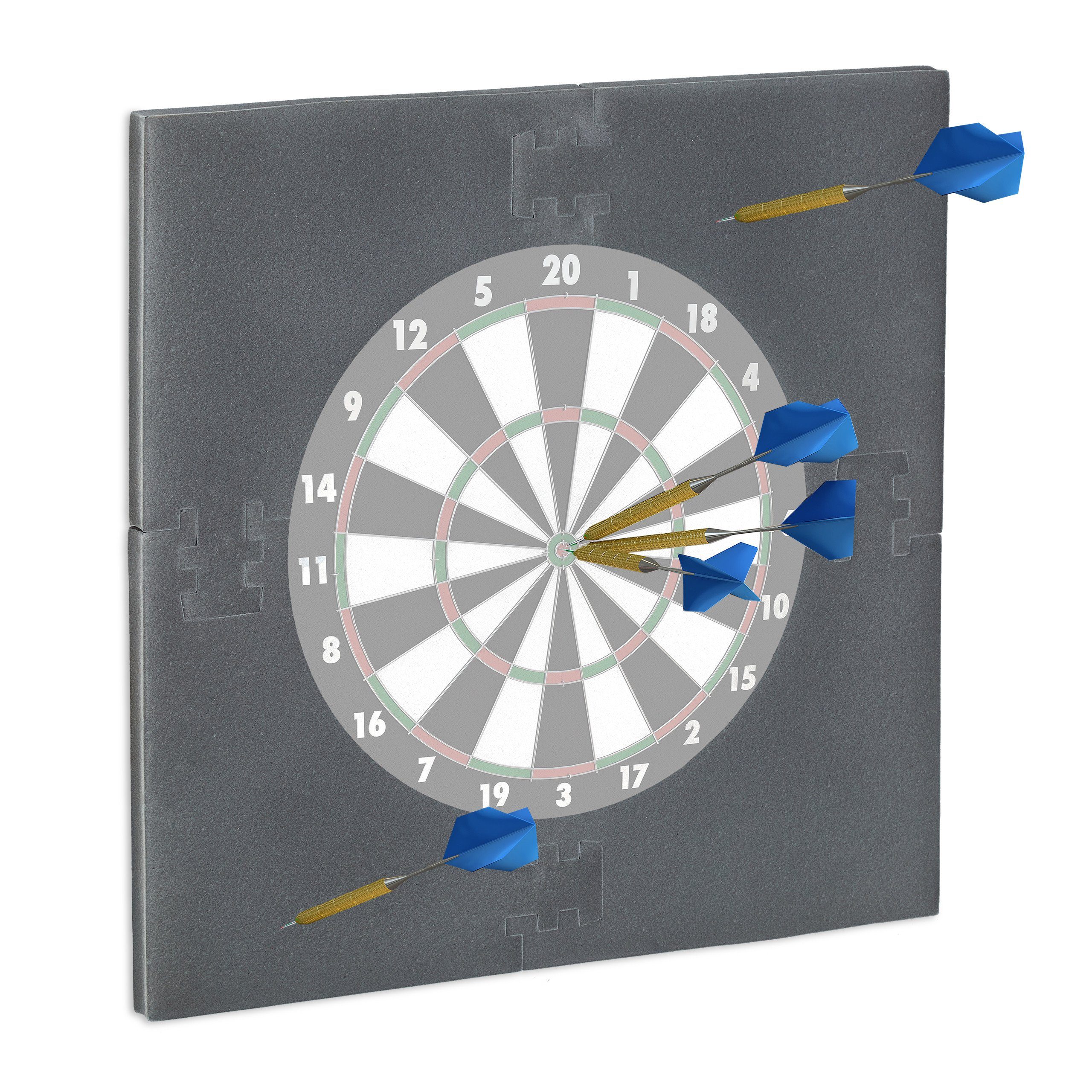 relaxdays Dart-Wandschutz Dartscheibe Schutzring "R6" (4 St), grau