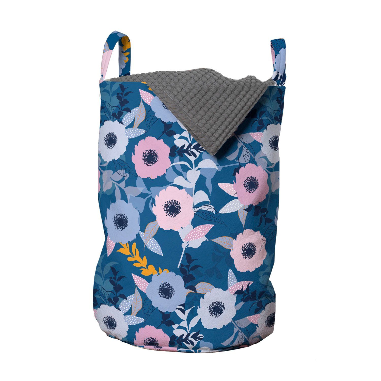 Abakuhaus Wäschesäckchen Wäschekorb mit Griffen Kordelzugverschluss für Waschsalons, Blumen Pastellfarben-Blüten-Kunst