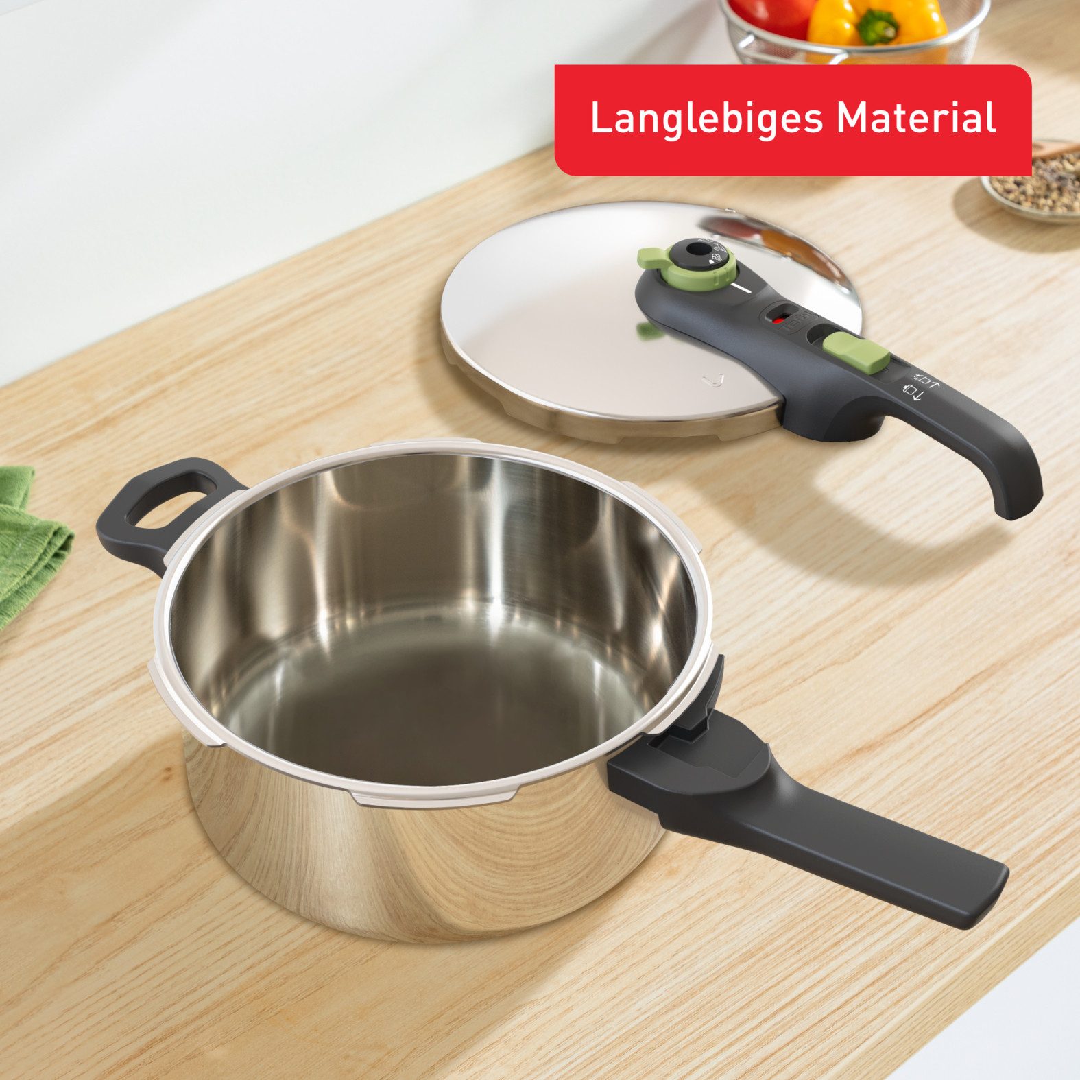 Tefal Schnellkochtopf Secure Trendy, Edelstahl (1-tlg), Dampfkochtopf, Garregler, Sicherheitsvorrichtung, Induktion