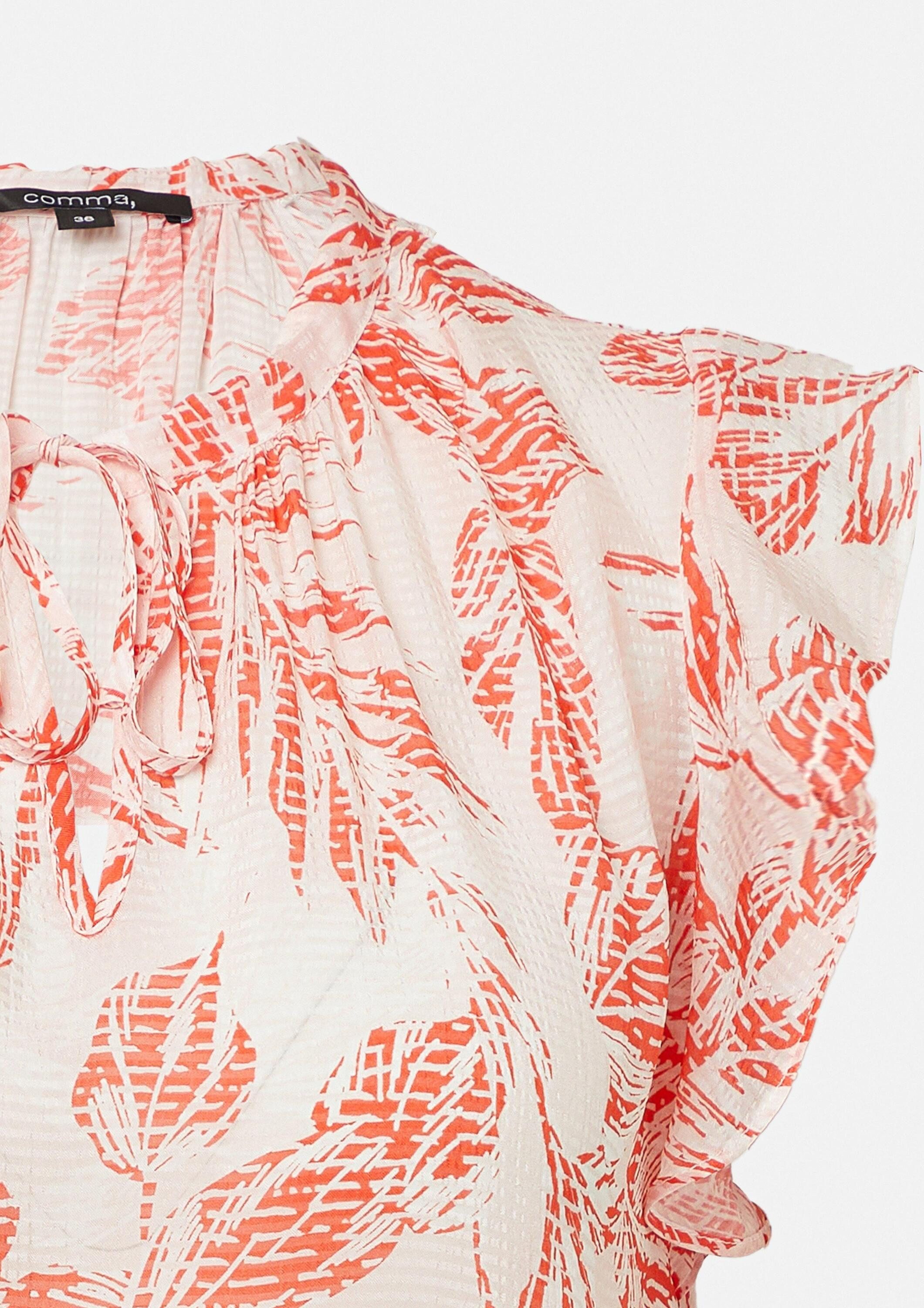 comma Blusentop Bluse Strukturierte Bluse mit Volantärmeln