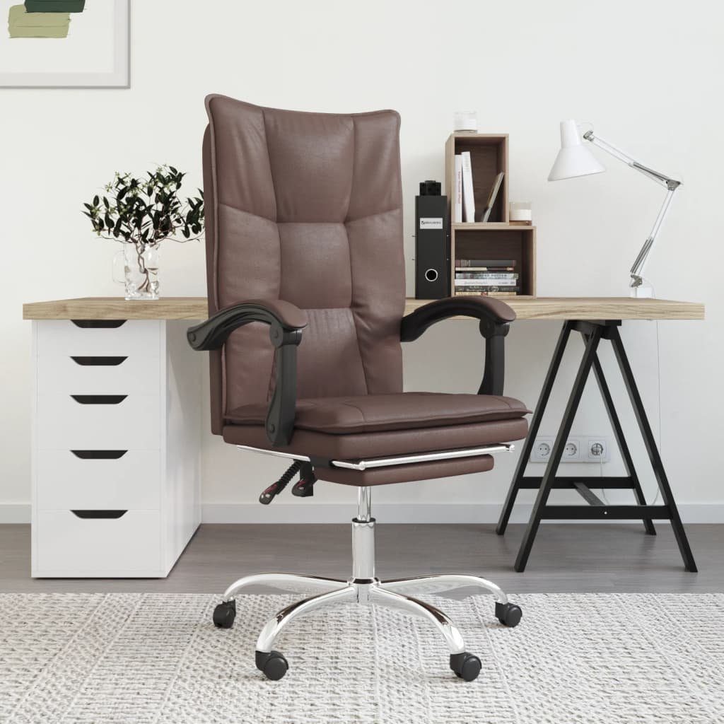 vidaXL Bürostuhl Bürostuhl mit Liegefunktion Braun Kunstleder (1 St)