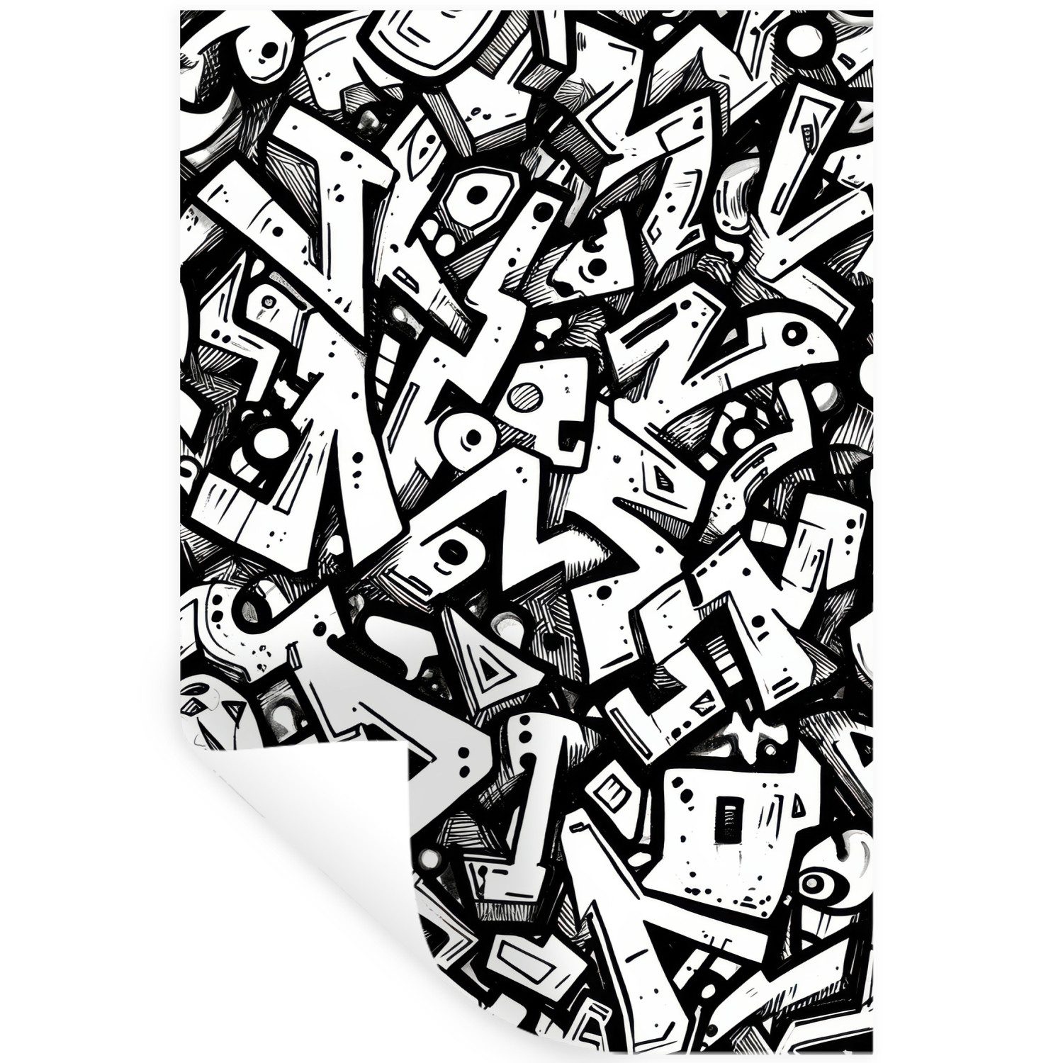 MuchoWow Wandsticker Formen - Buchstaben - Graffiti - Schwarz (1 St), Wandaufkleber, Selbstklebend, Wohnzimmer, 20x30 cm