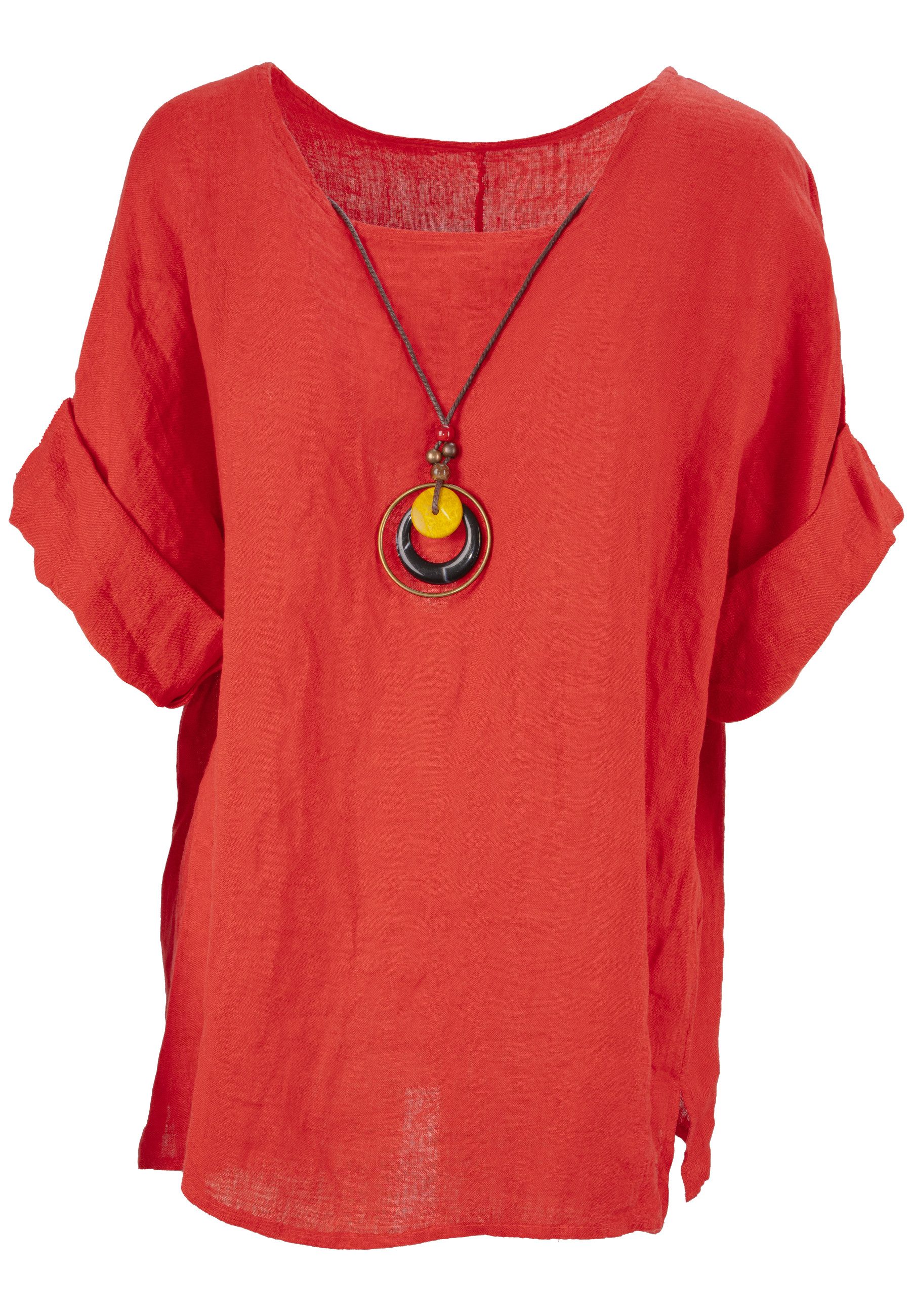 Seasons of April Kurzarmbluse Oversized Lina Weit geschnittene Leinenbluse günstig online kaufen