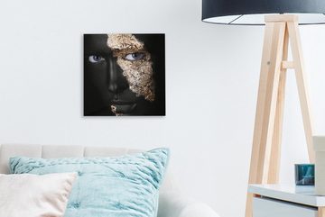 OneMillionCanvasses® Leinwandbild Frau - Gold - Schwarz und Gold, (1 St), Leinwand Bilder für Wohnzimmer Schlafzimmer