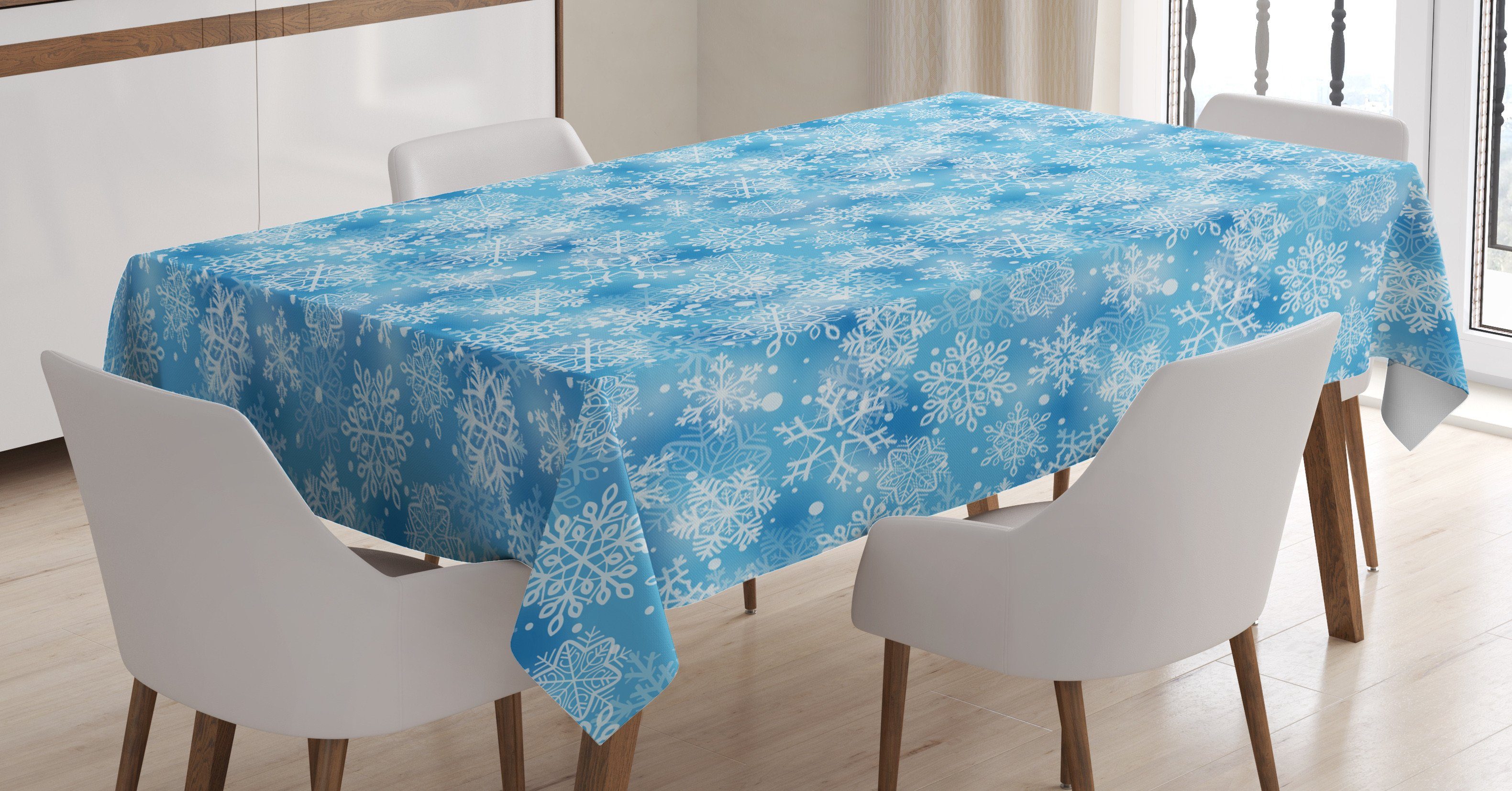 Abakuhaus Tischdecke Farbfest Waschbar Für den Außen Bereich geeignet Klare Farben, Schneeflocke Muster des Winters